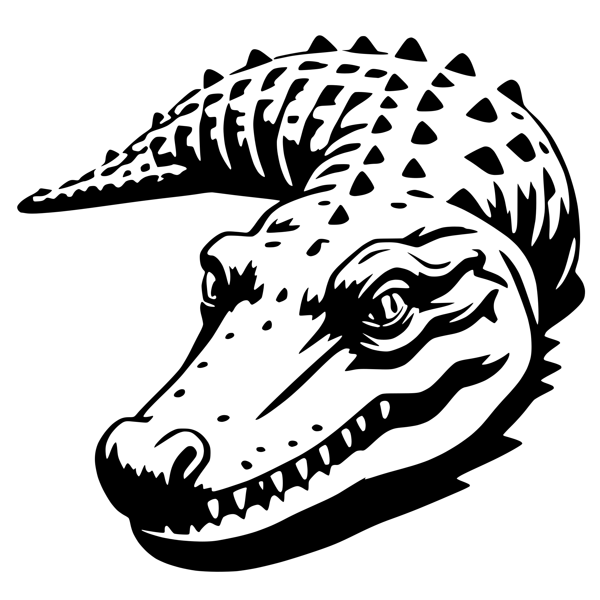 AI-generated SVG of a minimalistic vector crocodile lying on the ground drawn with line