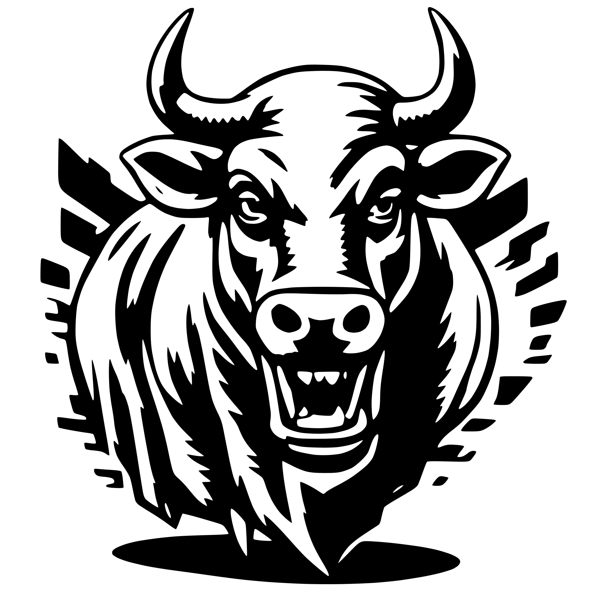AI-generated SVG of a angry bull art with art