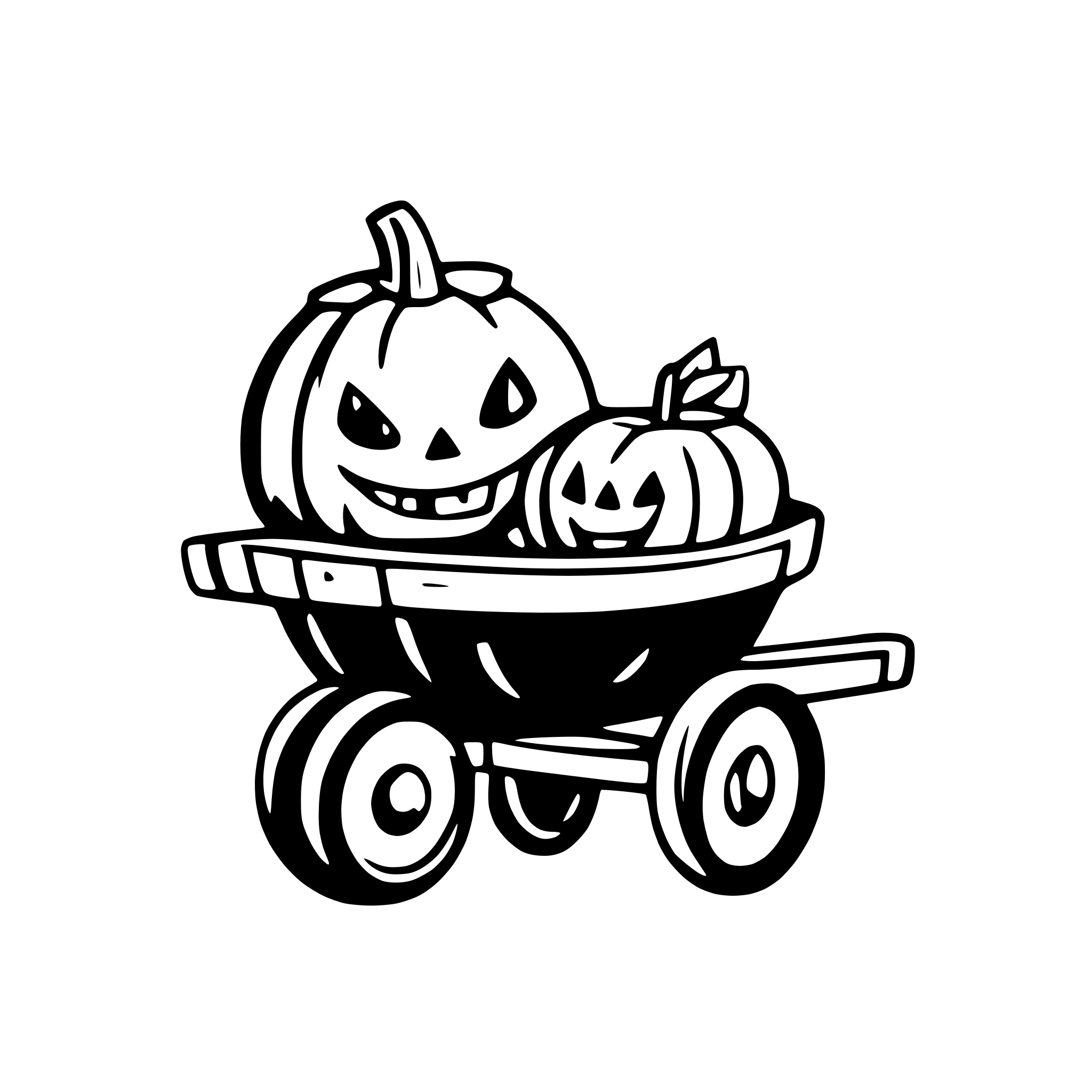 AI-generated SVG of 'spookey pumpkins with wheelbarrow'