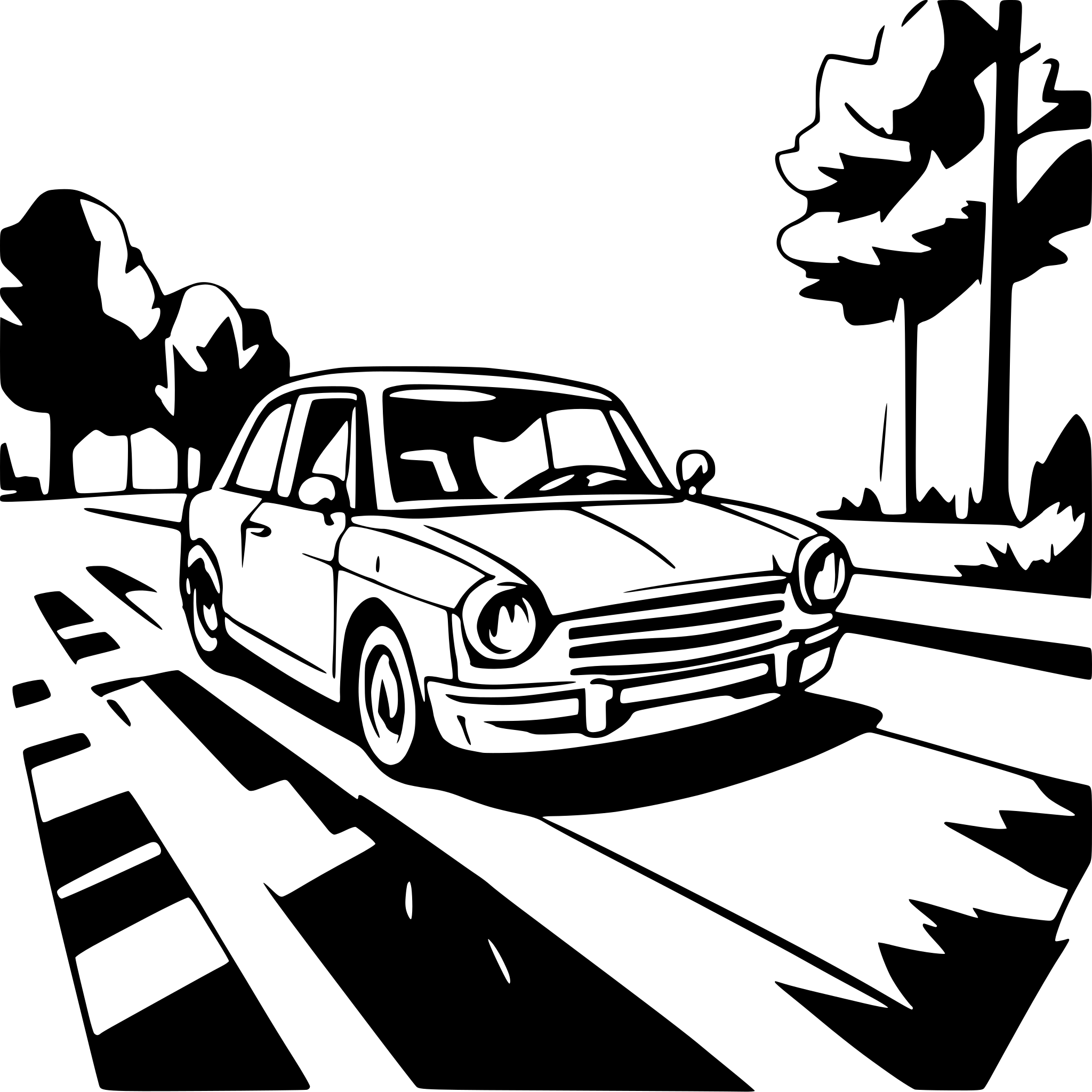 AI-generated SVG of a car on the road