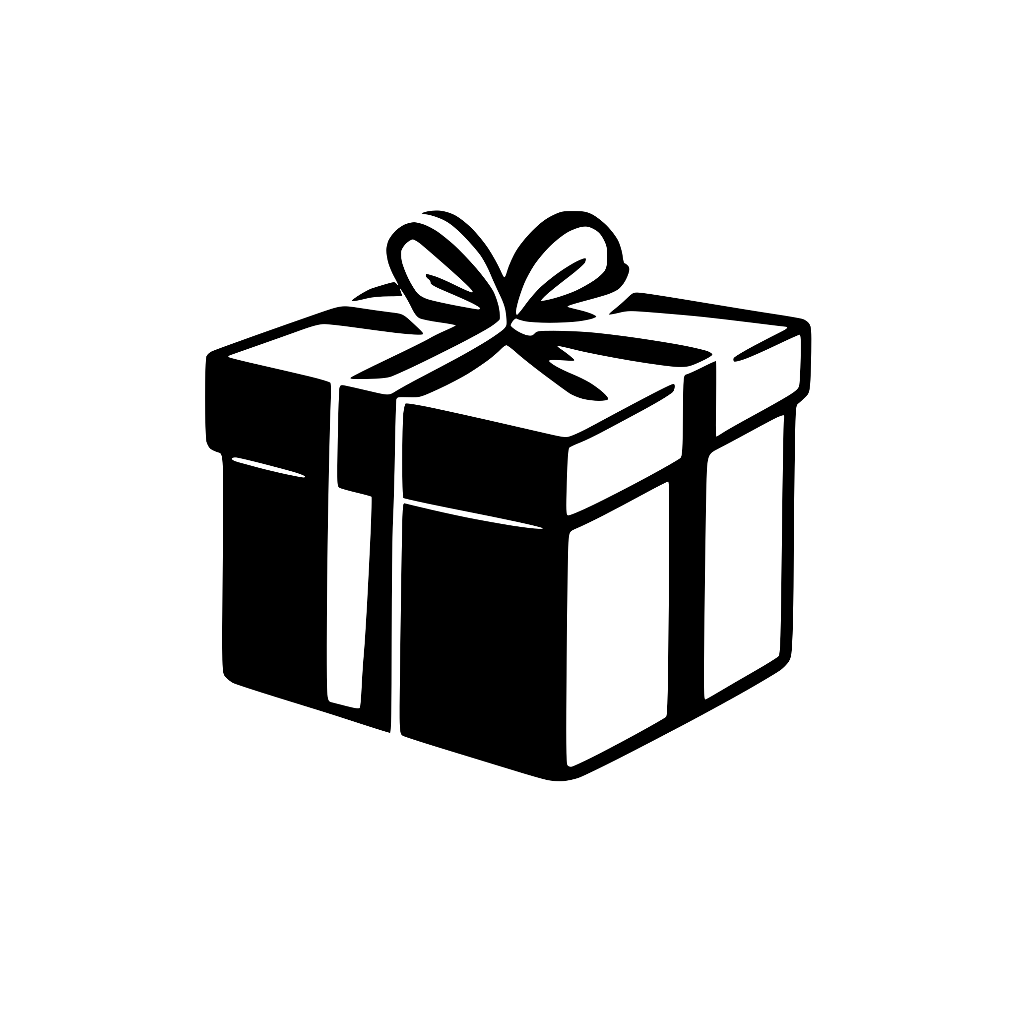 AI-generated SVG of 'a silhouette of a gift box black filled with a white background'