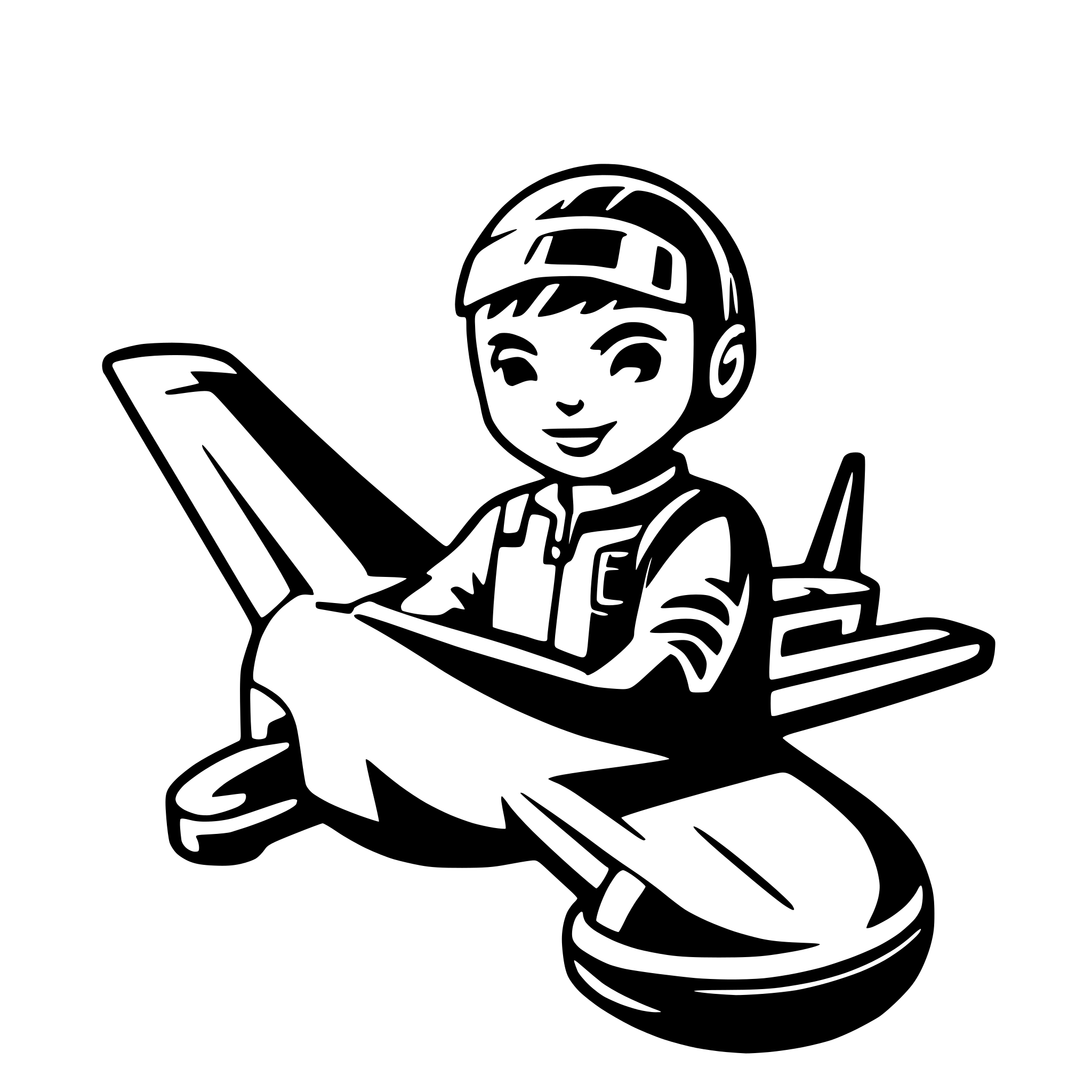 AI-generated SVG of a plane with a cut boy in the cockpit