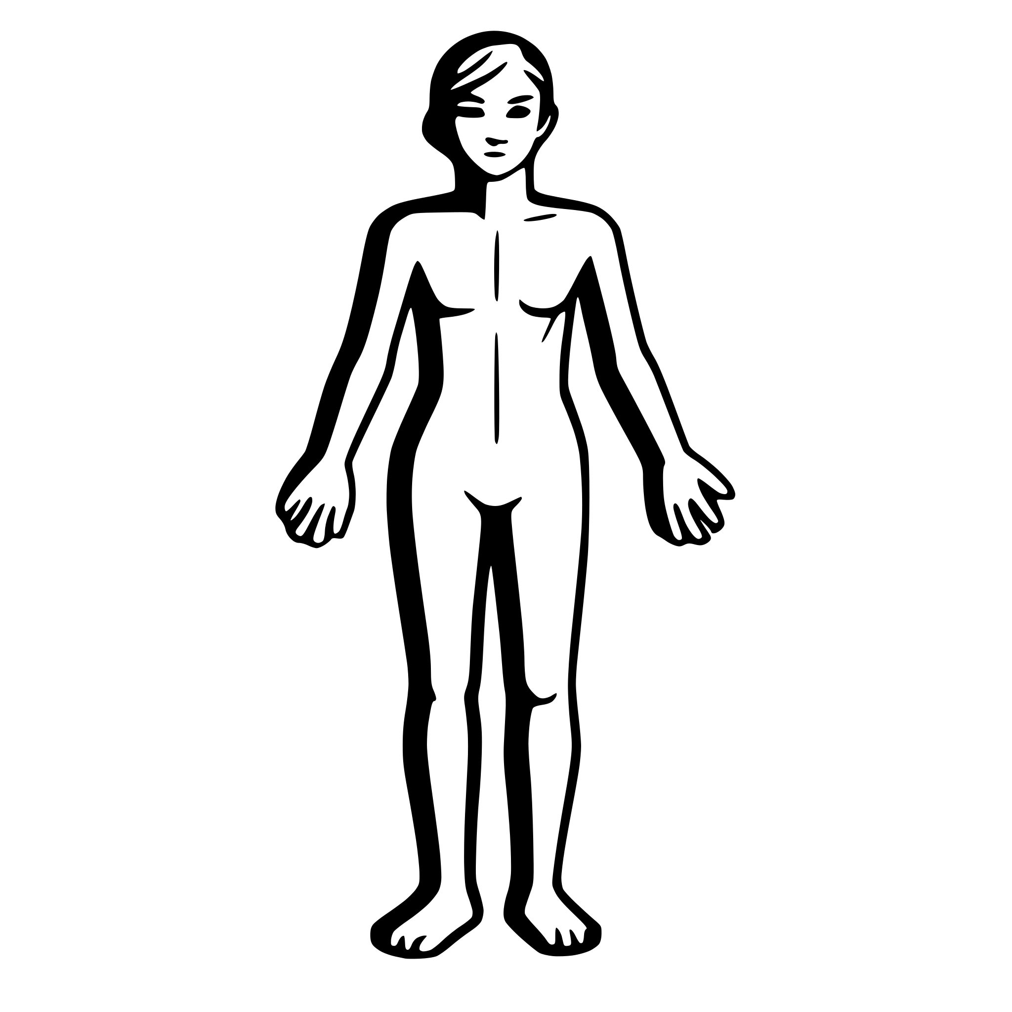 AI-generated SVG of a minimalist medical human body outline diagram, front view, black lines on white background, similar to injury documentation chart, no internal details, clean simple lines, technical drawing style, medical documentation style, male body