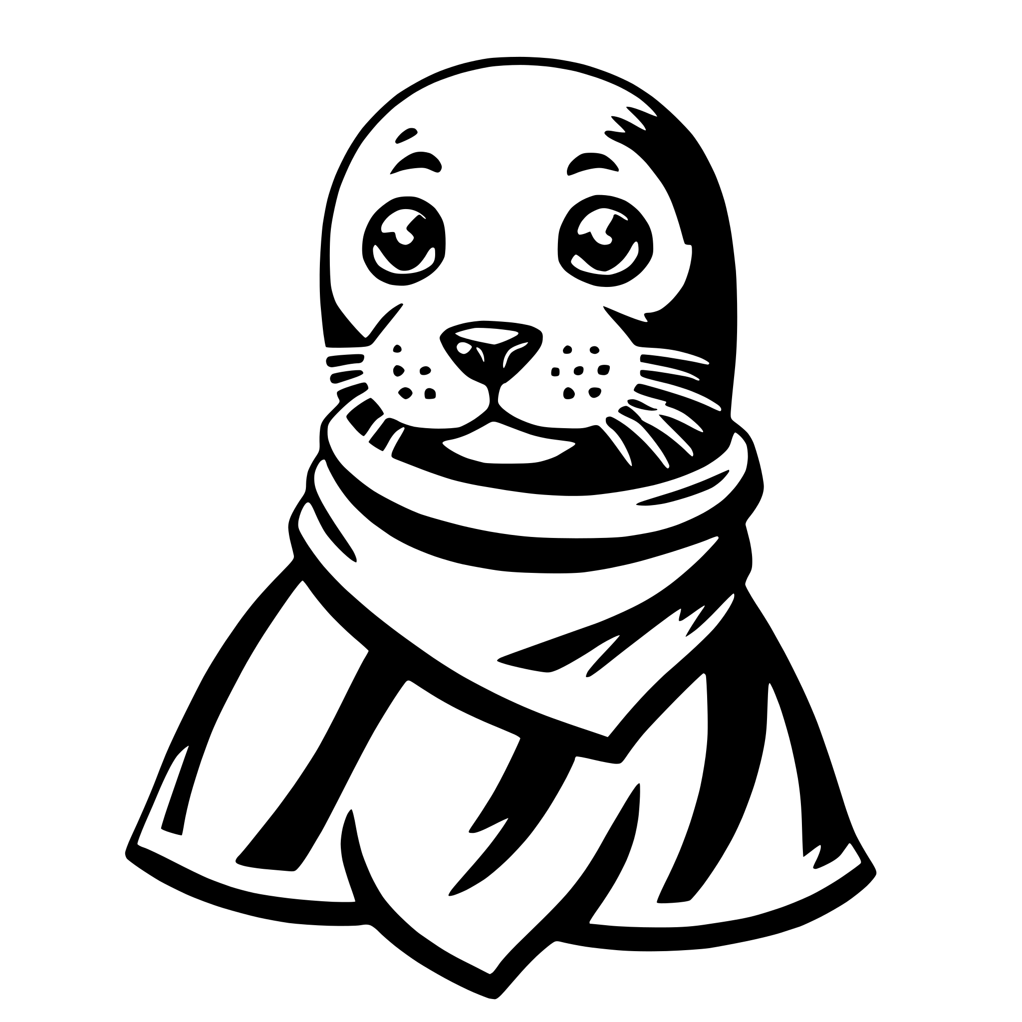 AI-generated SVG of 'seal with scarf'