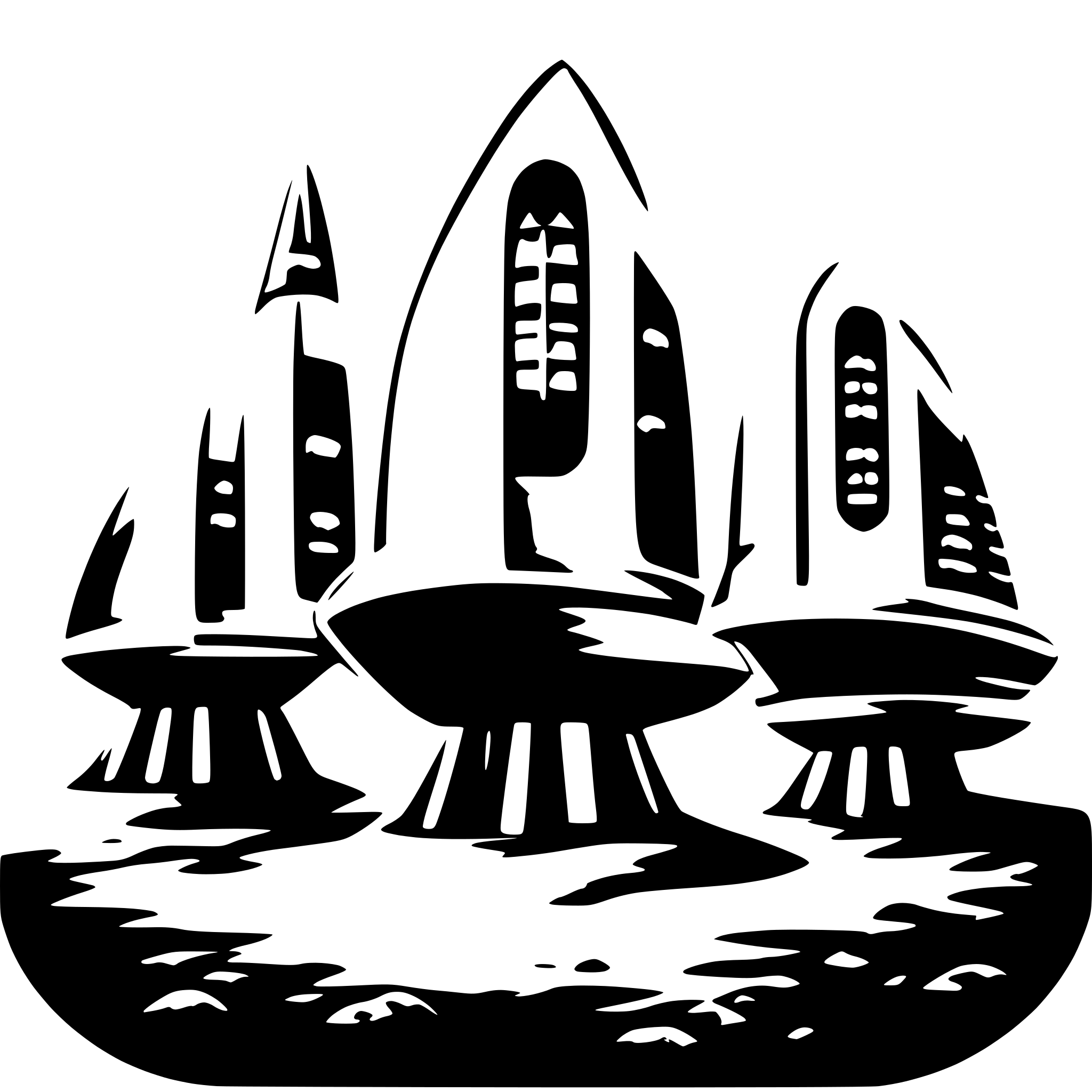AI-generated SVG of 'three spaceships'