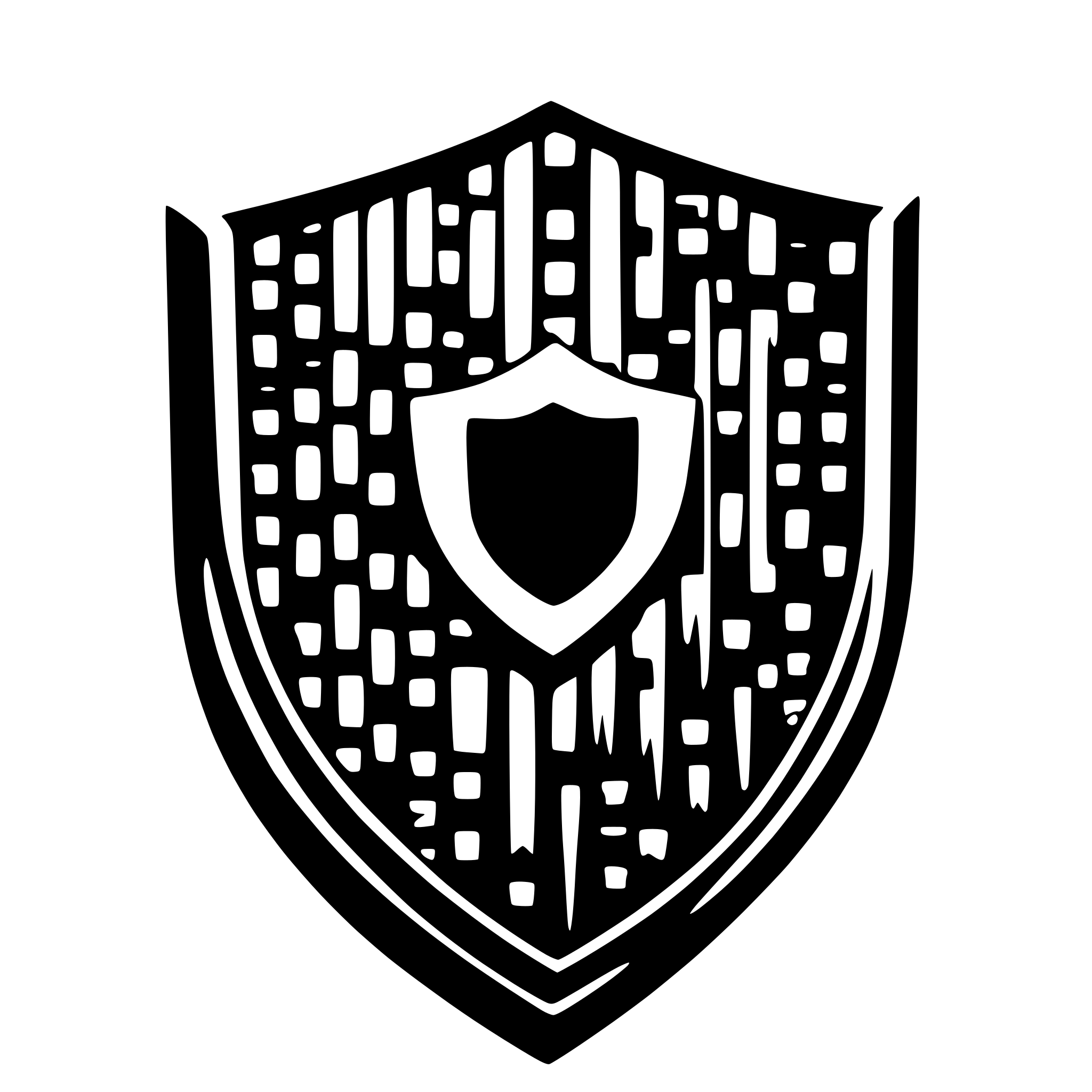 AI-generated SVG of a shield with keyhole and stream of binary digits