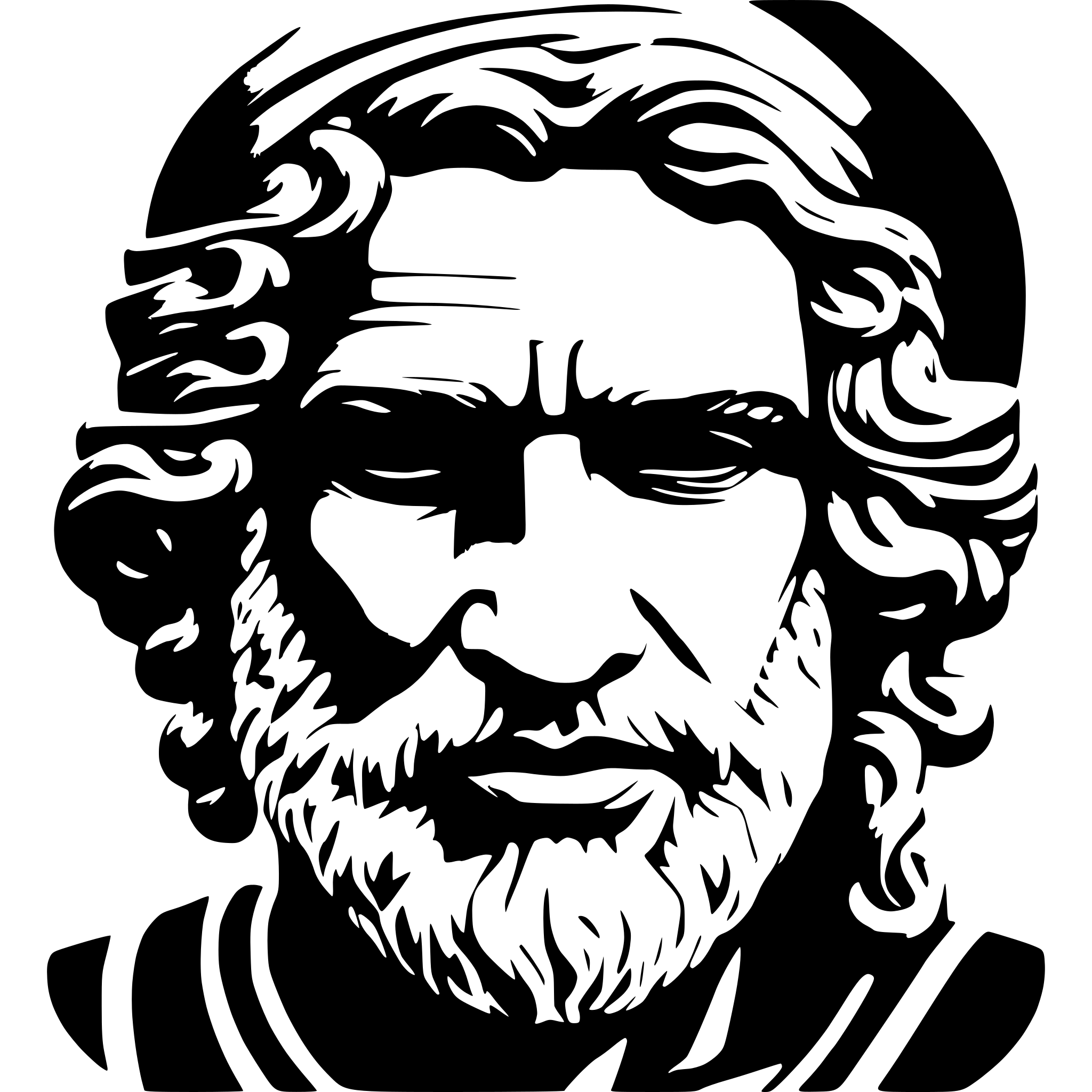 AI-generated SVG of a create a greek man with short air and beard is name is demosthenes (no hat or caps) make 3d fiber optics connection in face