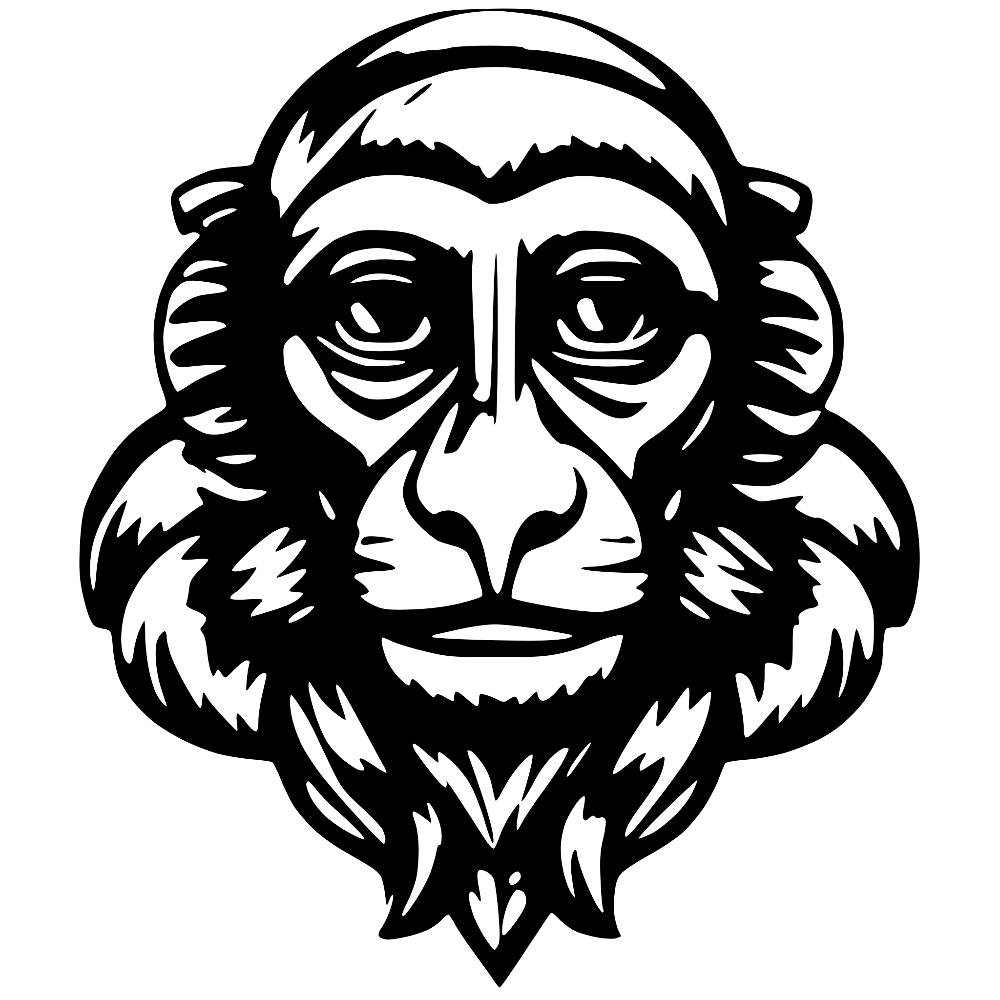 AI-generated SVG of a Three headed monkey