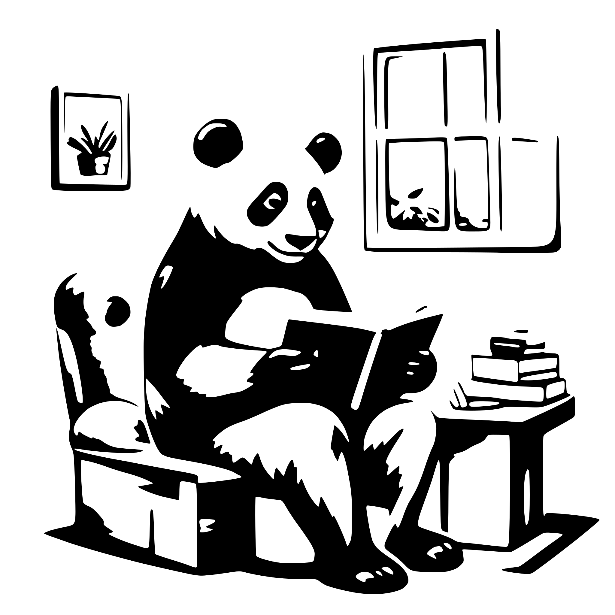 AI-generated SVG of a a panda ,sit in the bedroom,read a book
