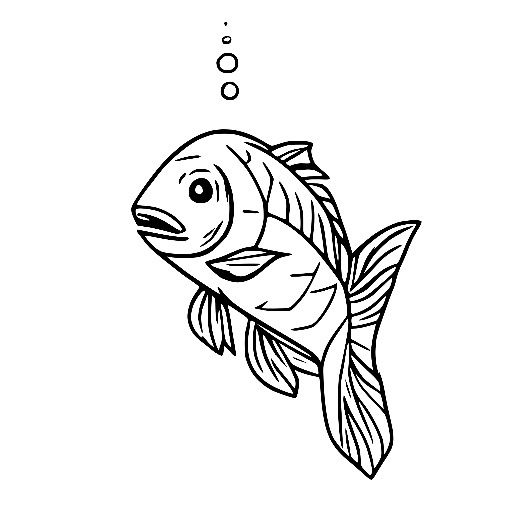 AI-generated SVG of a redfish swimming line art