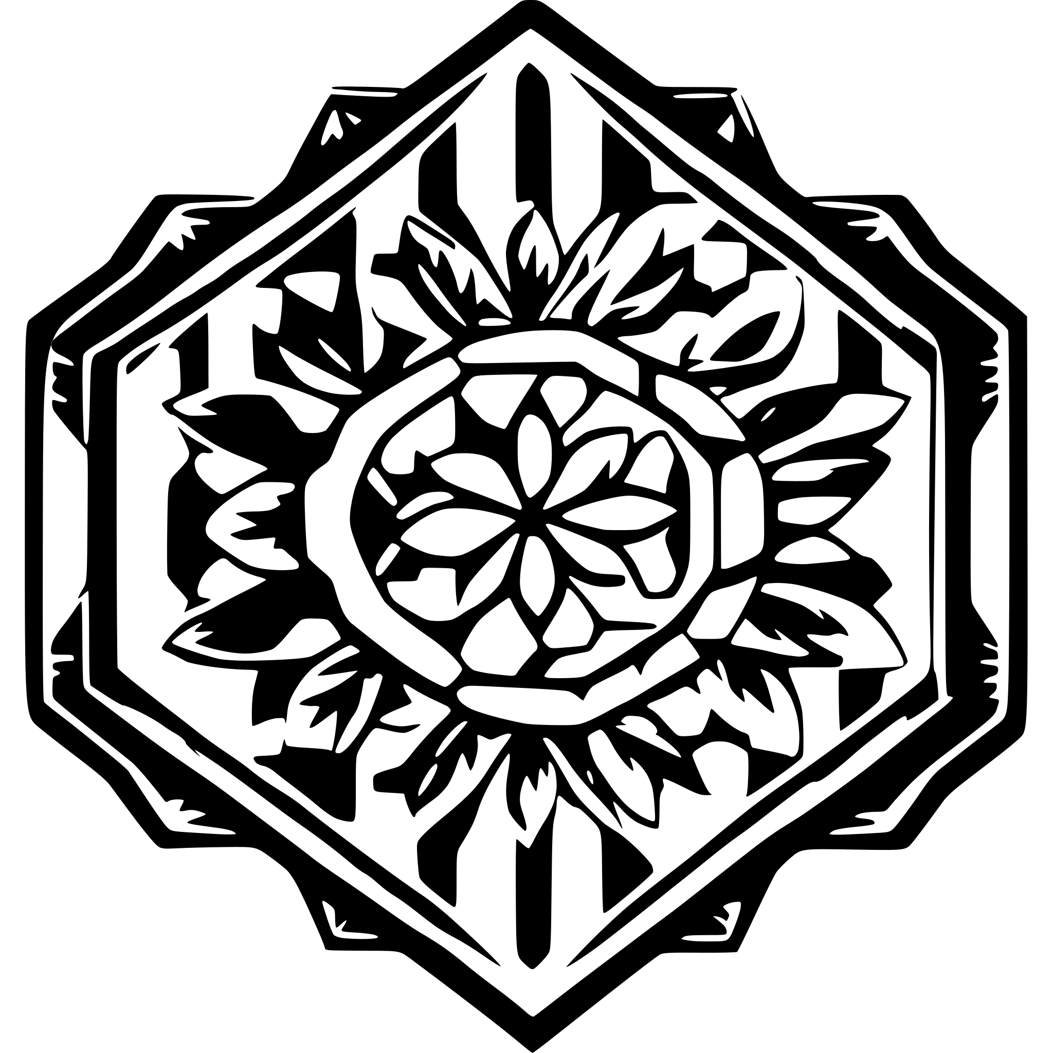 AI-generated SVG of '1 color hexagon with geometric floral boarder'