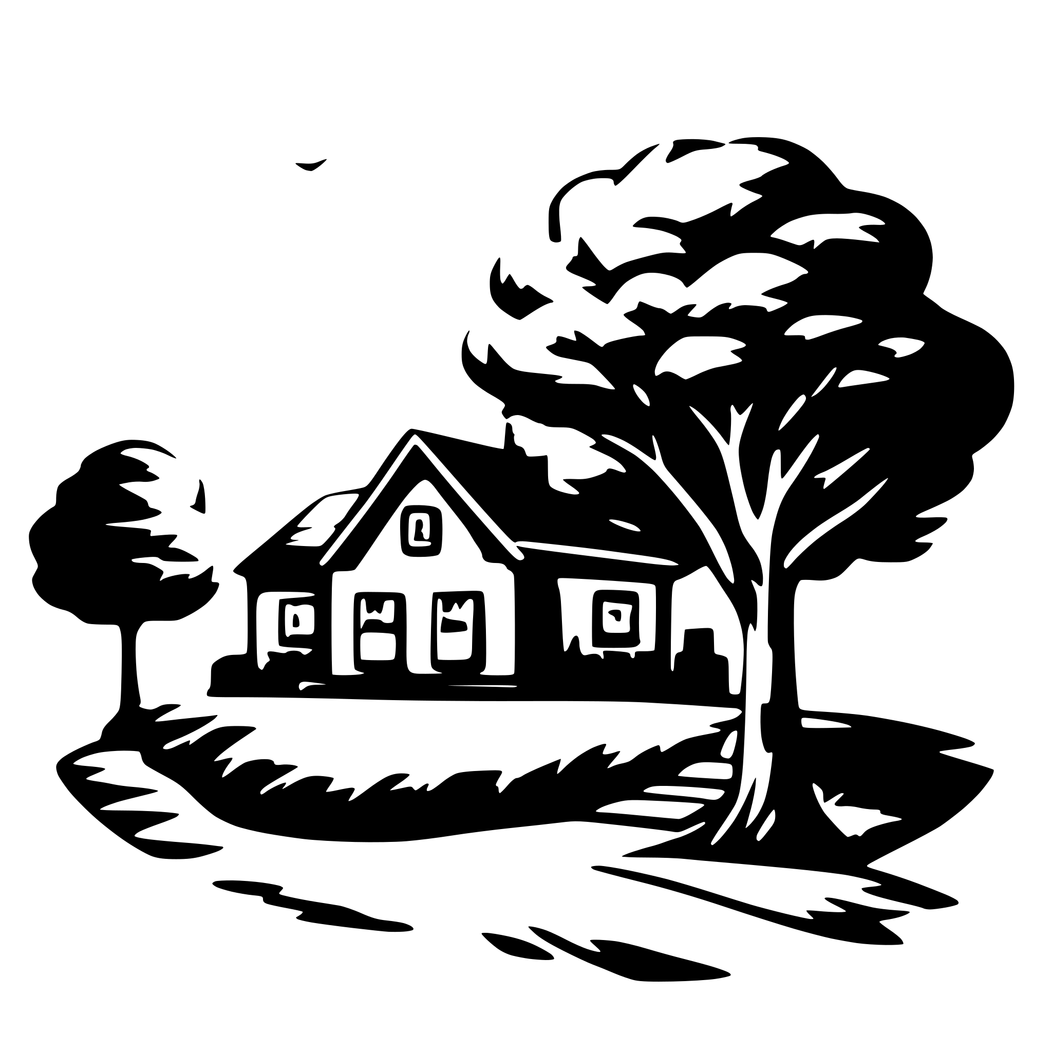 AI-generated SVG of a house and tree
