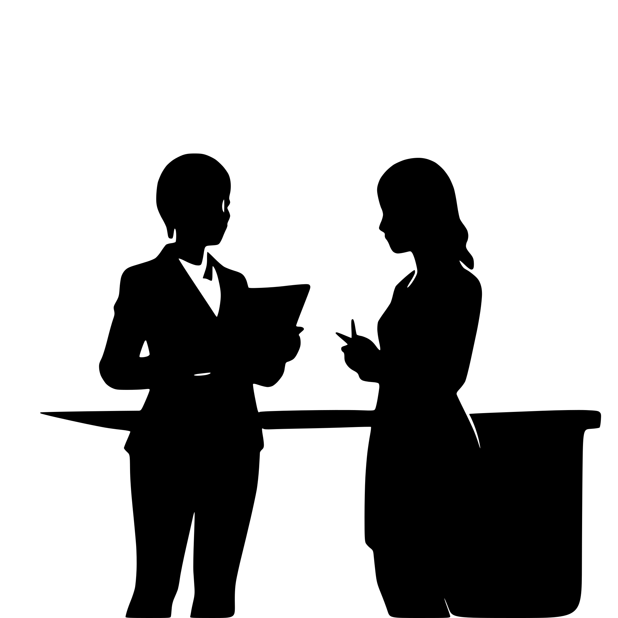 AI-generated SVG of a colleagues at work, silhouettes only black and white