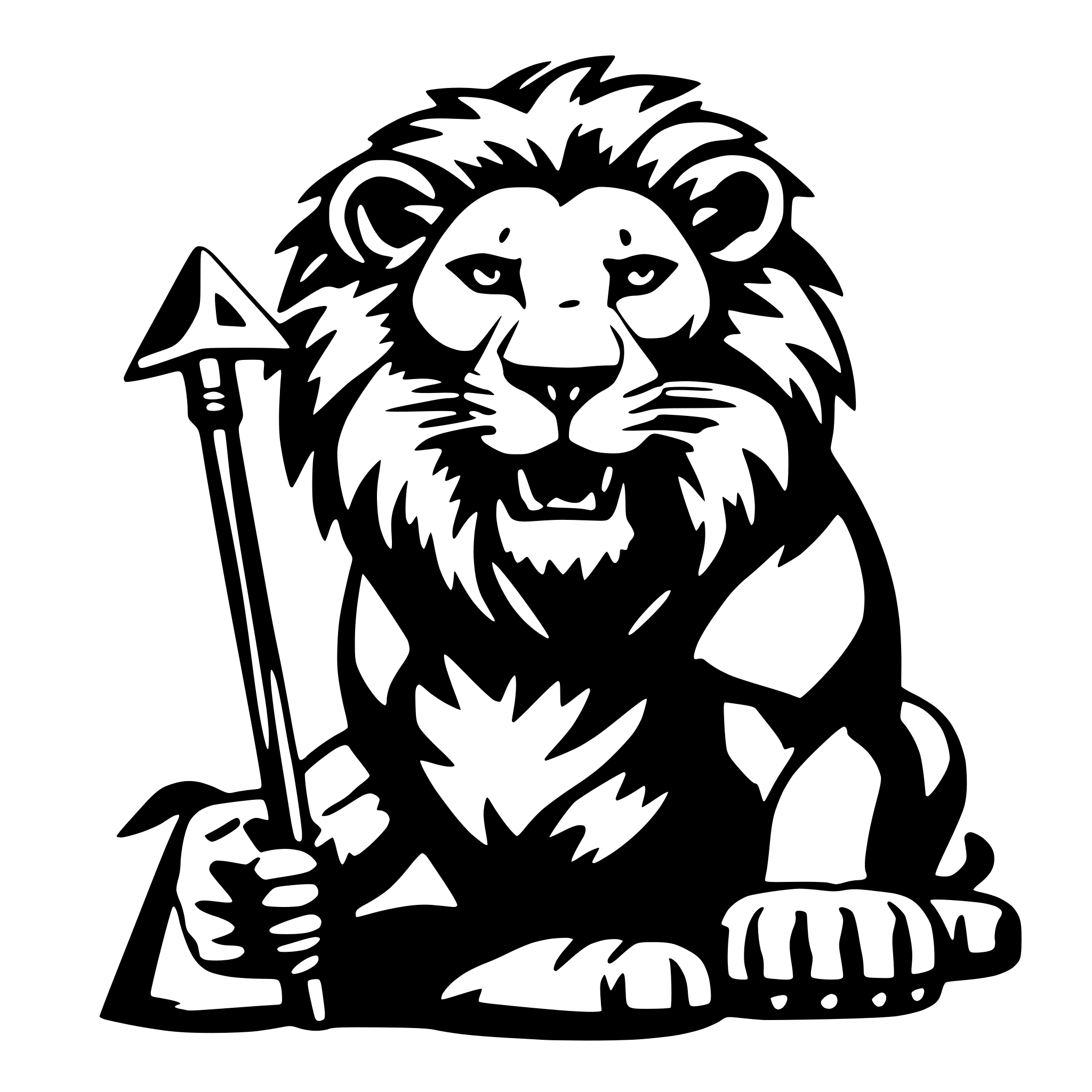 AI-generated SVG of a lion holding hammer and sickle
