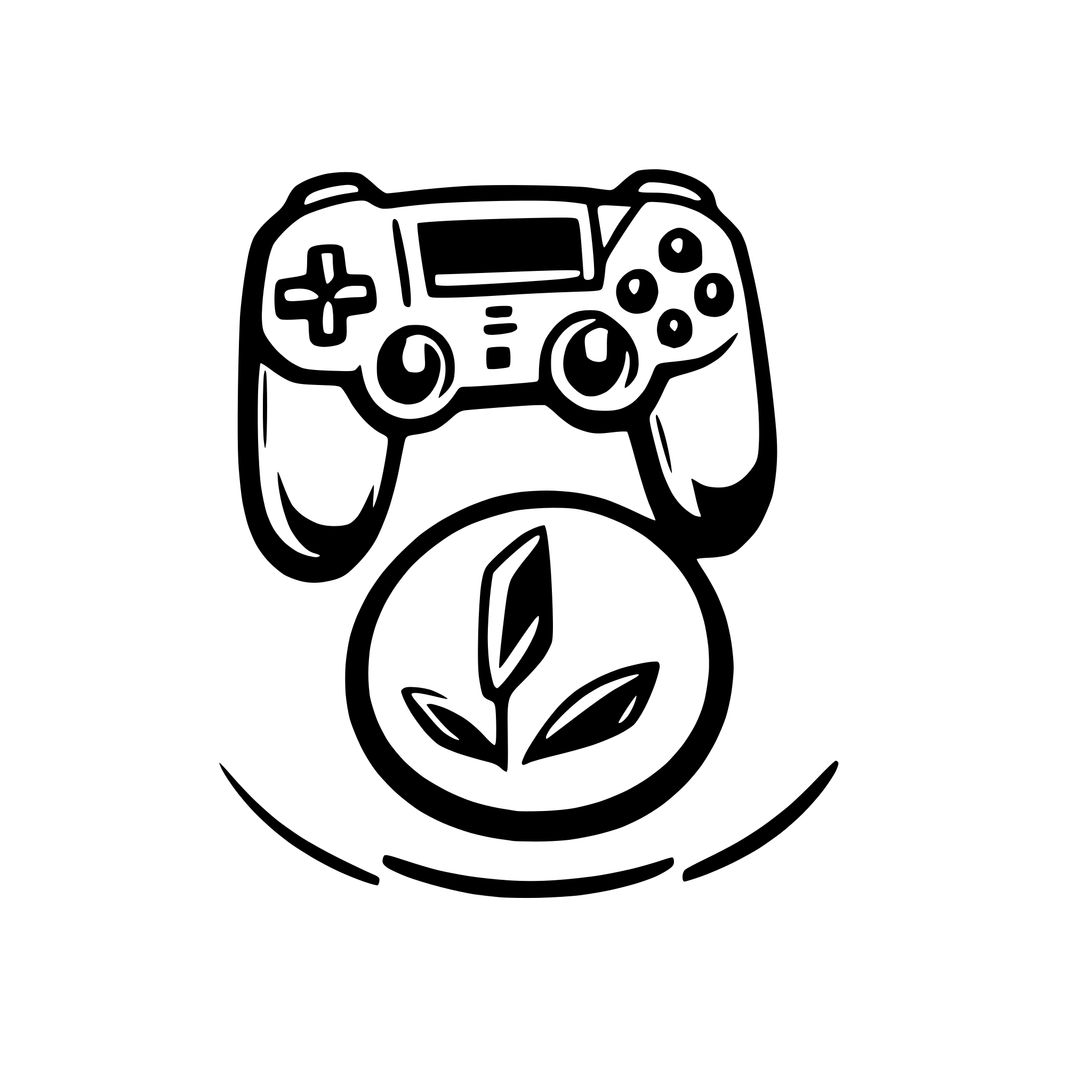 AI-generated SVG of 'A round logo with a PS5 Controller'