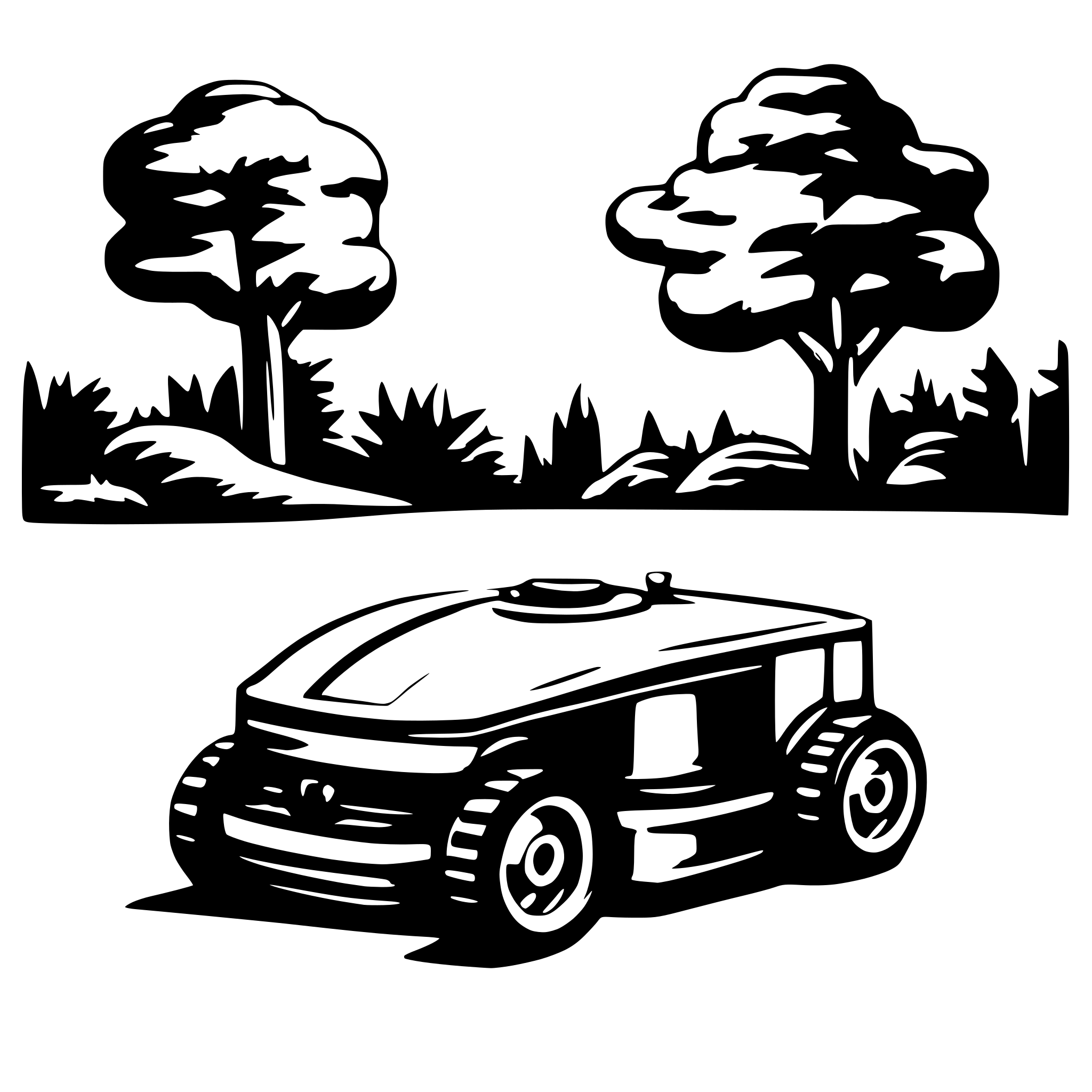 AI-generated SVG of a robotic lawn mower on green grass