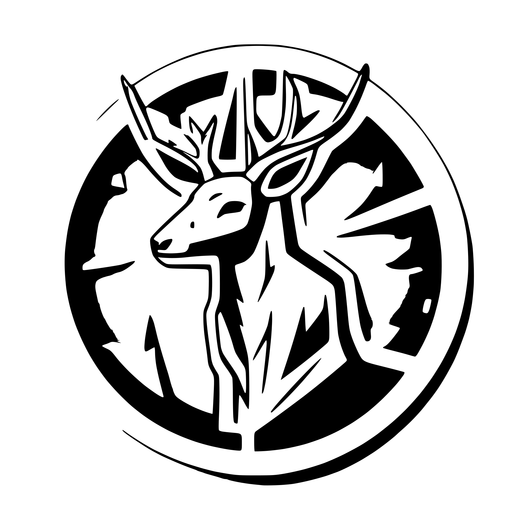 AI-generated SVG of a conceptual diagram with a mule deer in the middle with arrows from 4 hypotheses pointing at deer. illustrate these 4 hypotheses 1) DNA mutation 2) sheep 3) prion misfolding 4) ?