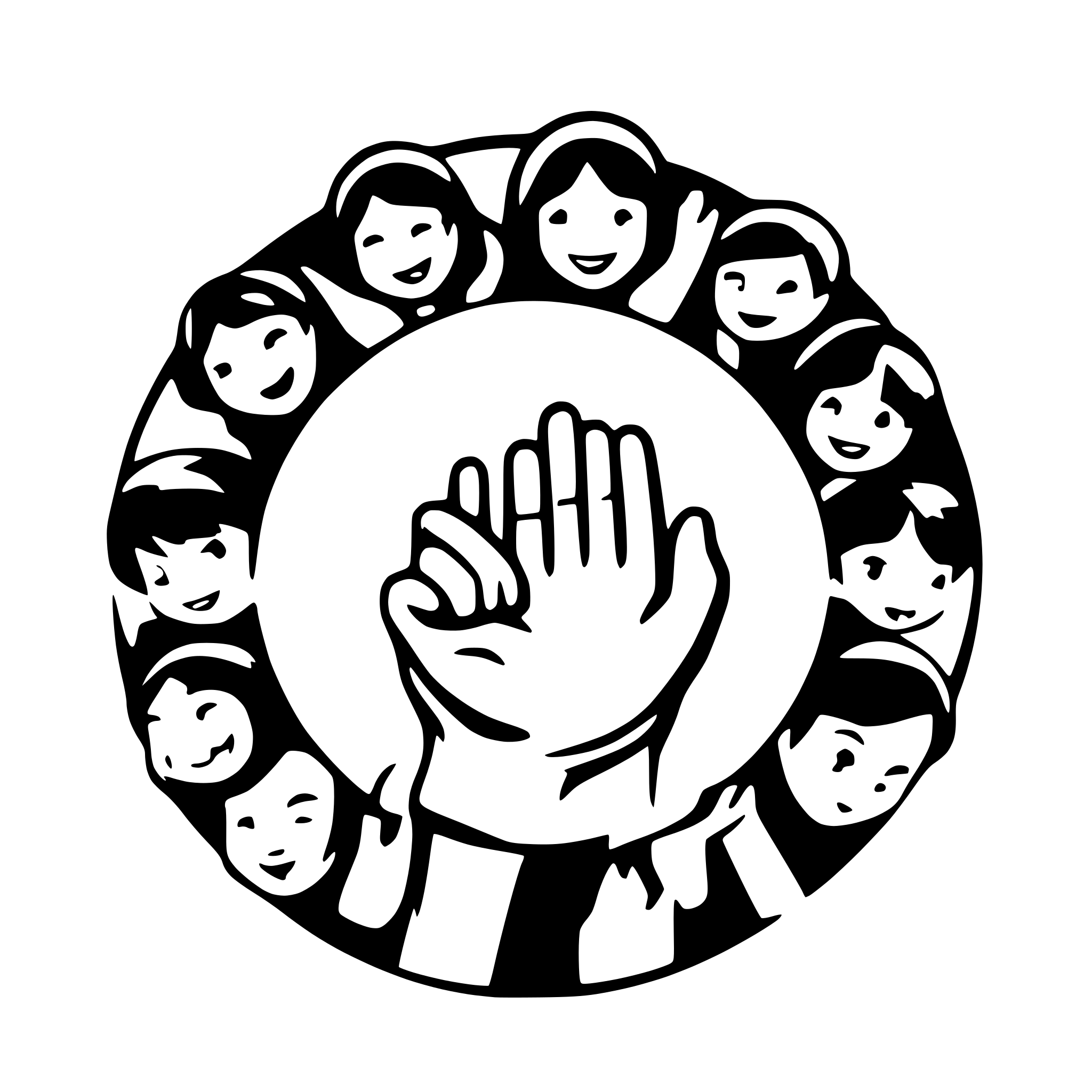 AI-generated SVG of '12 boys and girls holdng hands'