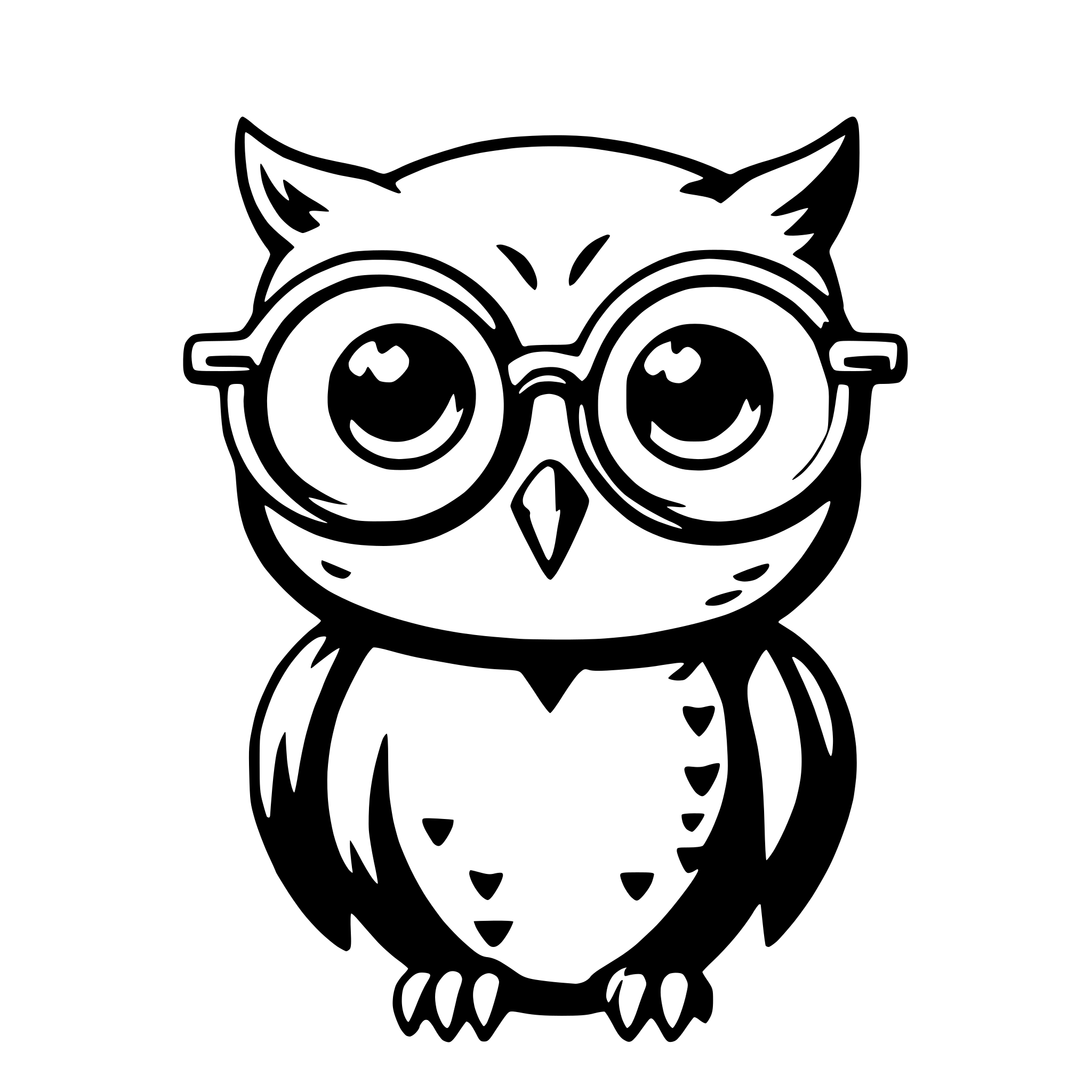 AI-generated SVG of 'owl in glasses'