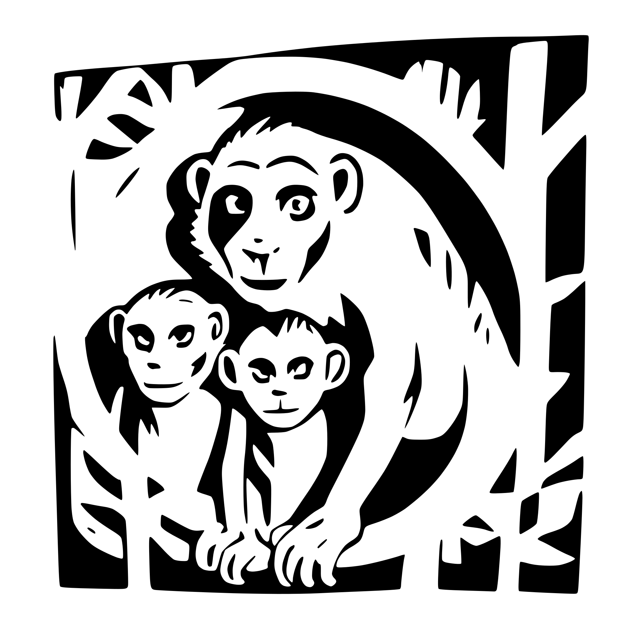 AI-generated SVG of a One monkey with three heads