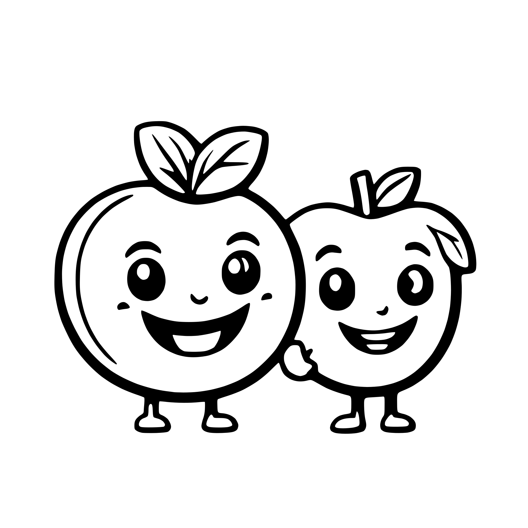 AI-generated SVG of a a smiling apple and worm duo