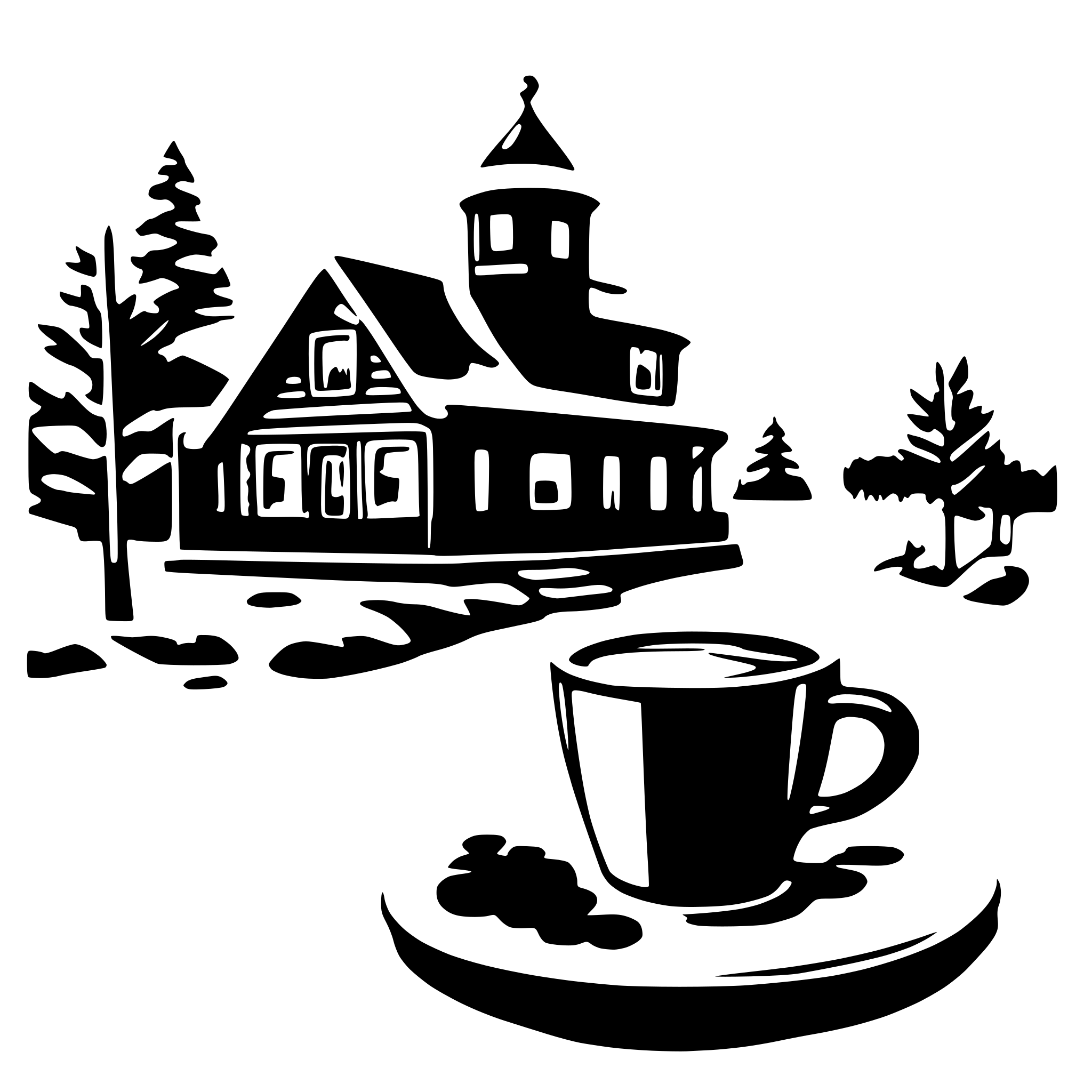 AI-generated SVG of 'hot coffee winter landscape house'