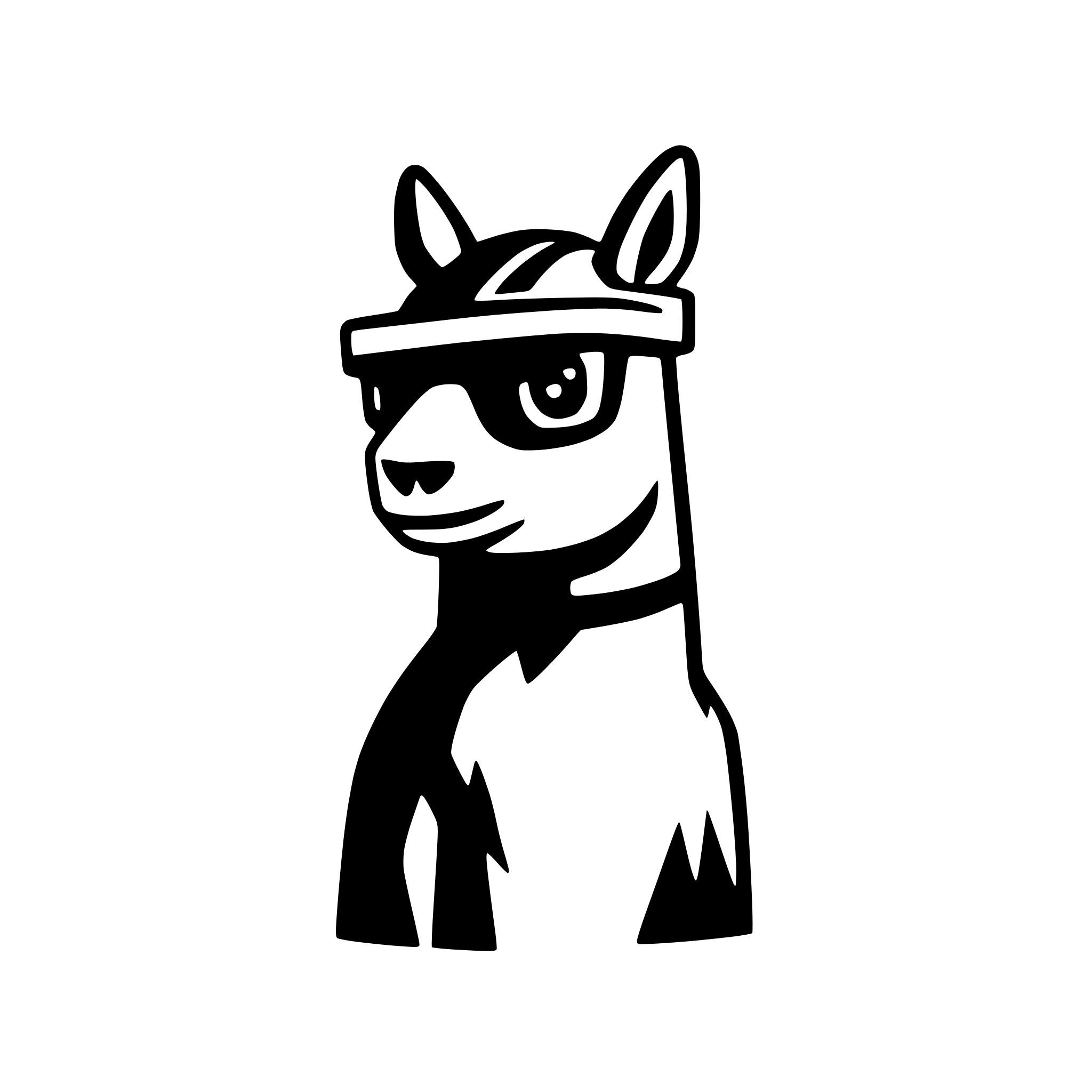 AI-generated SVG of a simple flat icon llama with virtual reality goggles