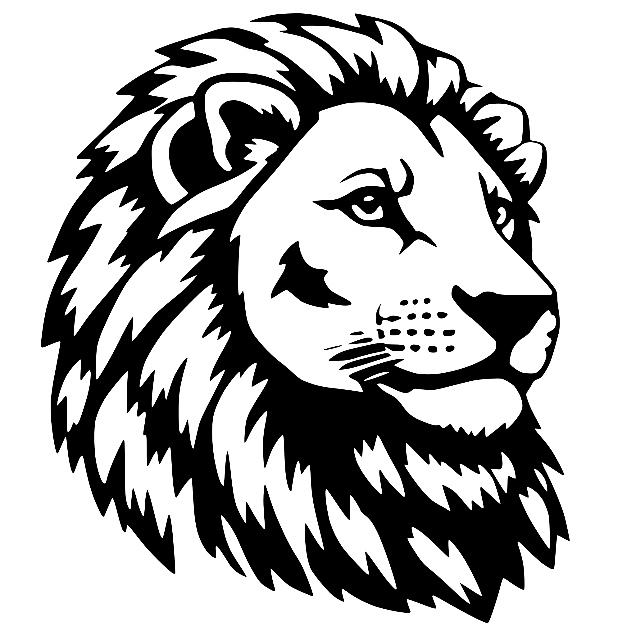 AI-generated SVG of 'lion profil monochrome pixel art'