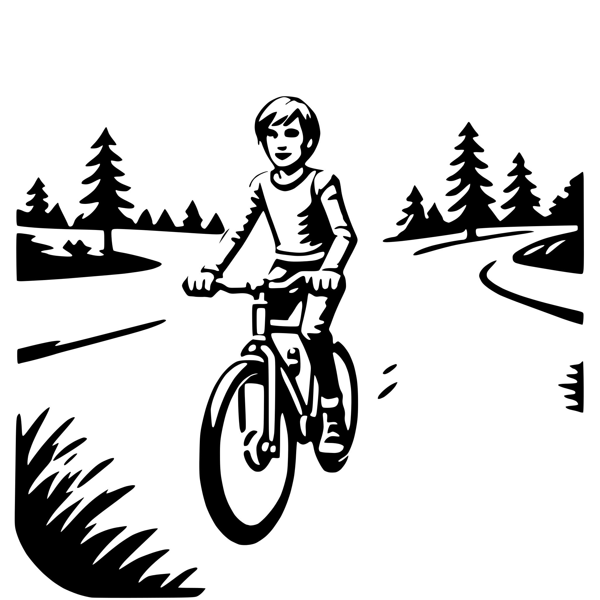AI-generated SVG of a biking through trails