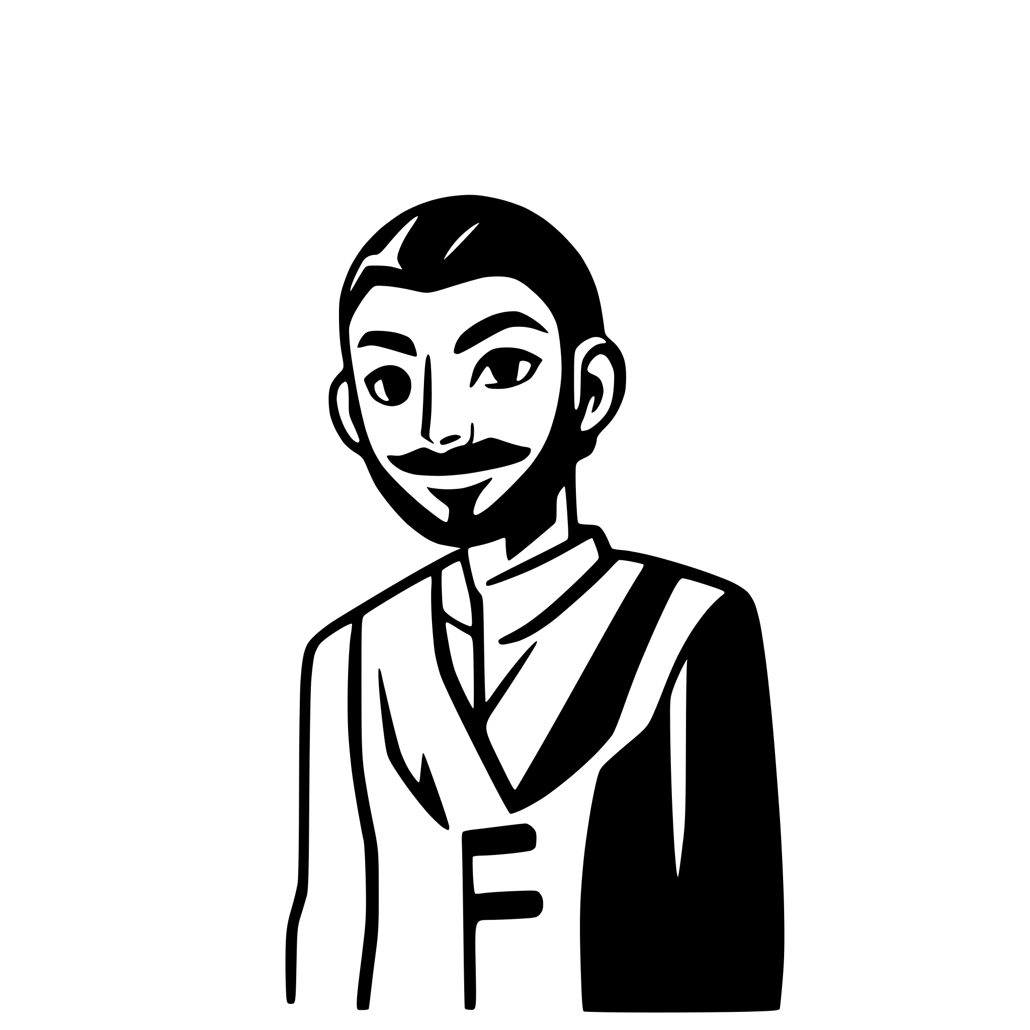 AI-generated SVG of a face profile of a young indian adult male with beard, thick brows and nose, in the style of Tatami Galaxy