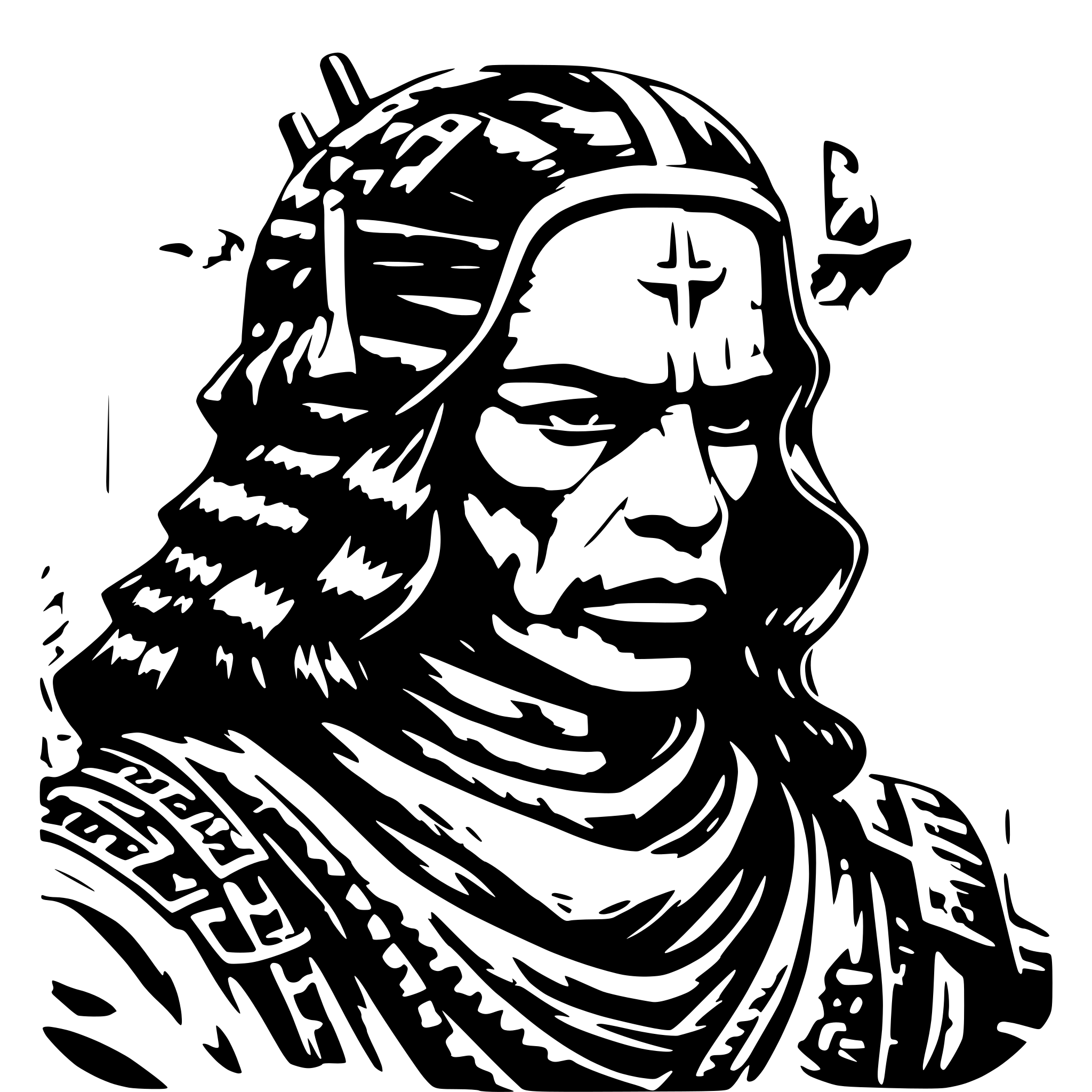AI-generated SVG of a old samurai
