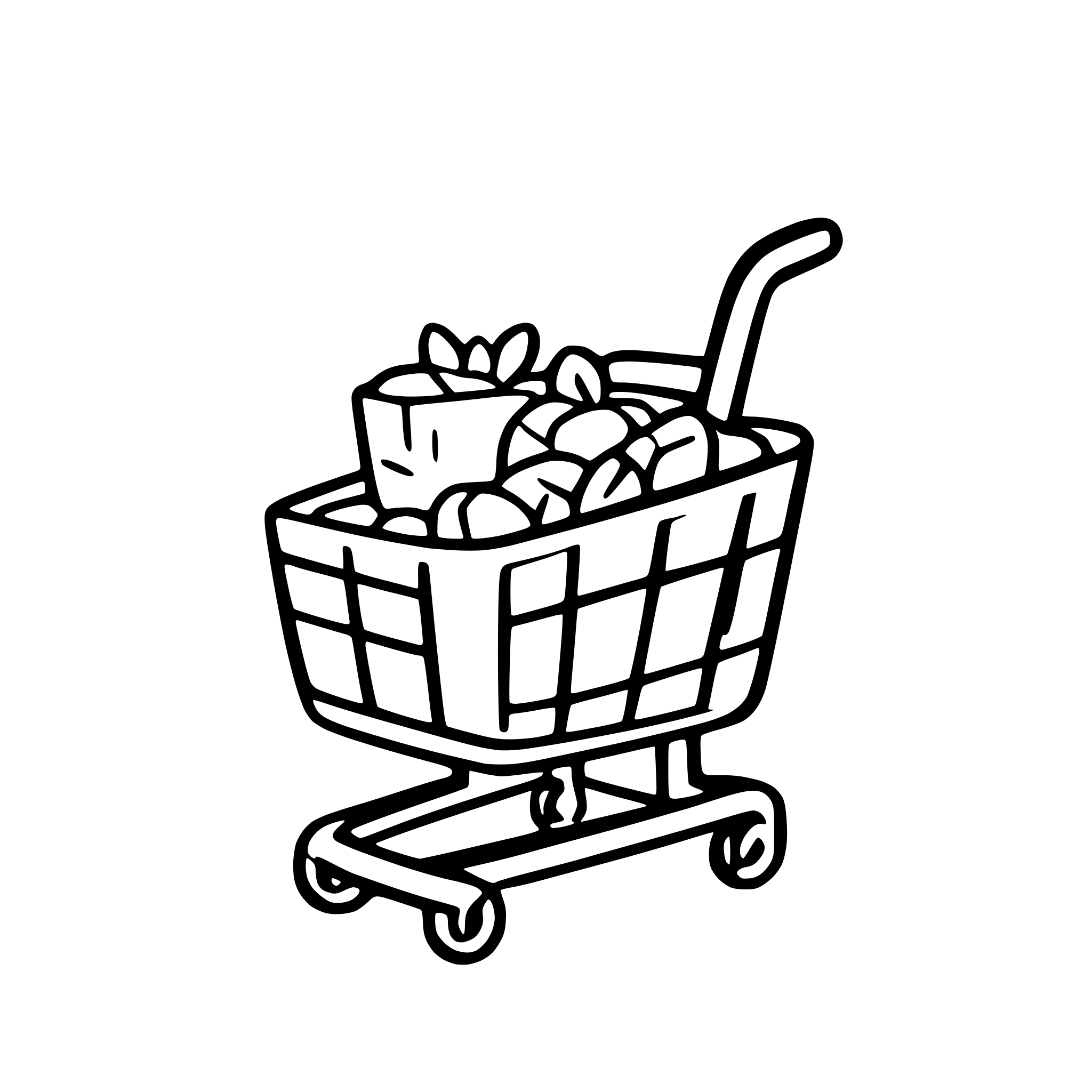 AI-generated SVG of a shopping cart in 2.5D style full of healthy tasty grocery