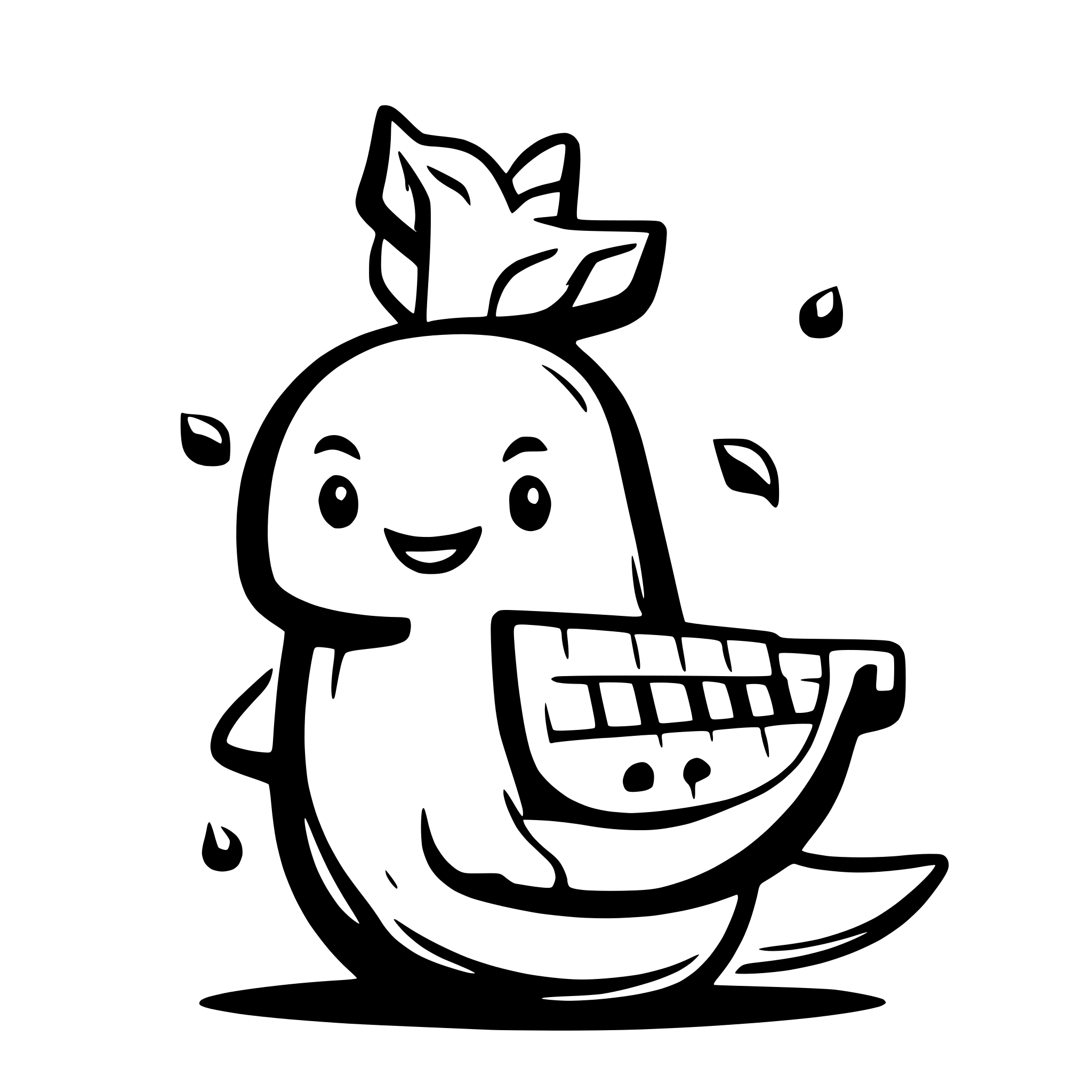 AI-generated SVG of a a cute  whale playing a lute
