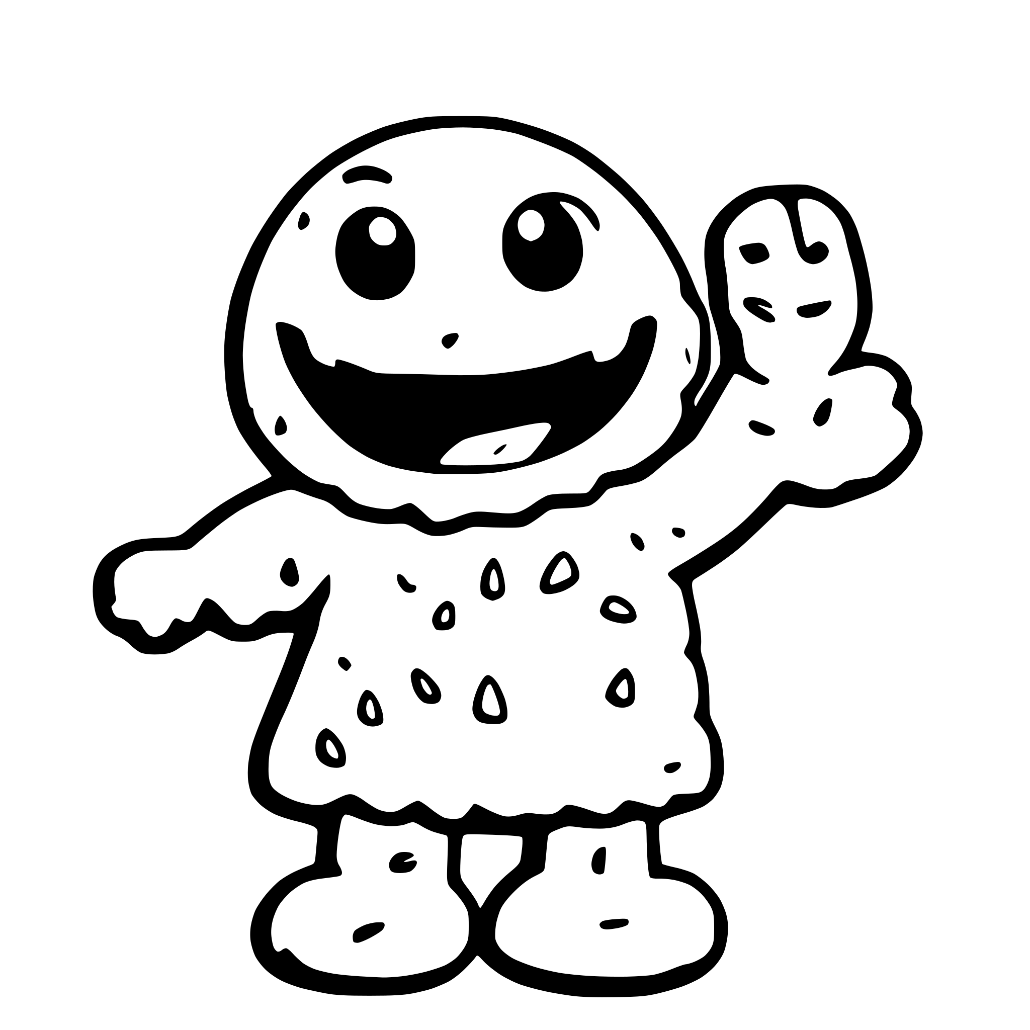 AI-generated SVG of a Cookie Monster character, sesame street, fuzzy, puppet costume, waving, smile, outline