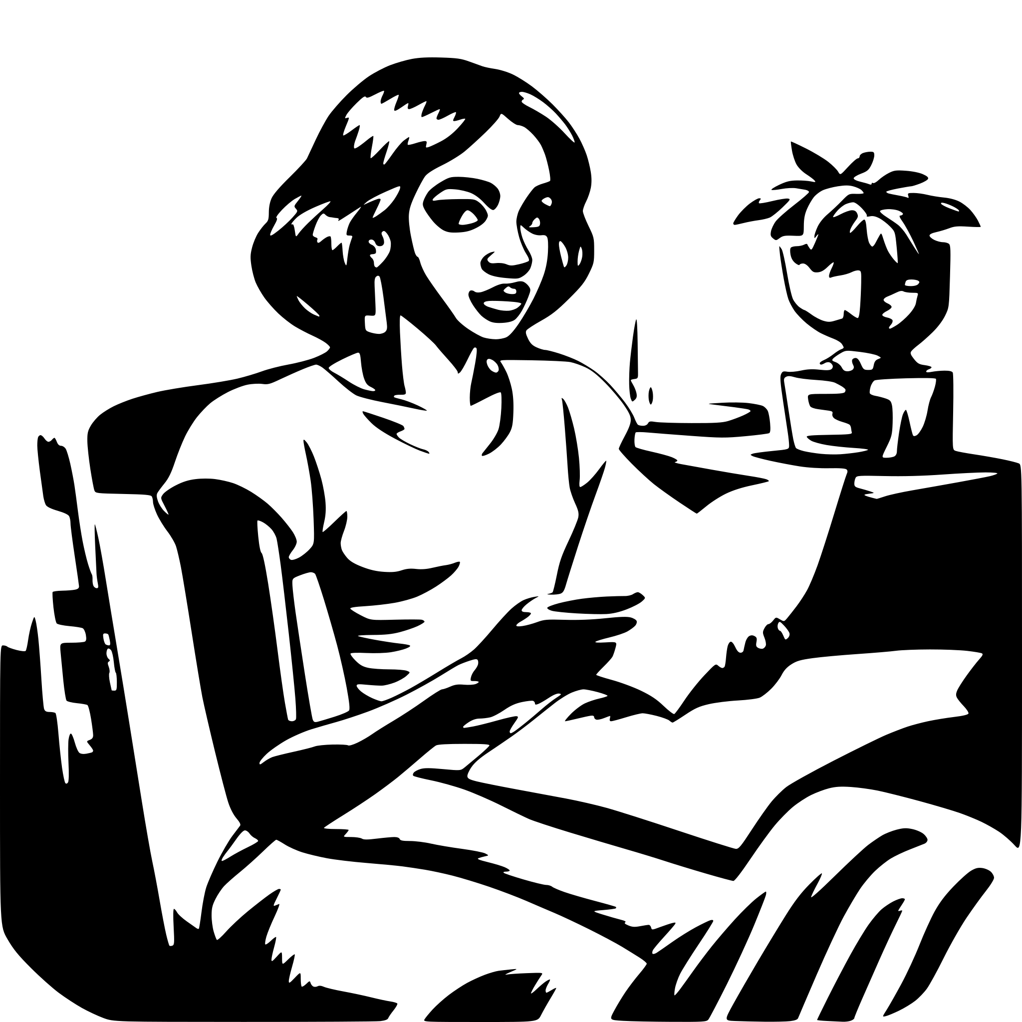 AI-generated SVG of 'Black girl reading'