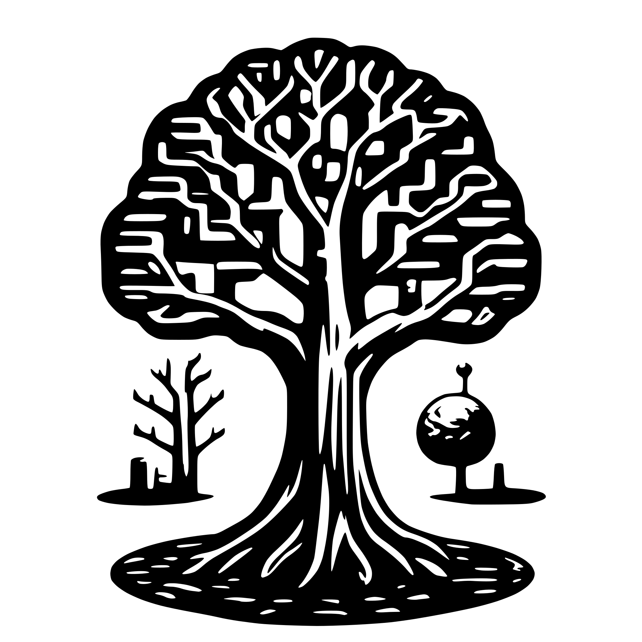 AI-generated SVG of a weird psychedelic tree, circuits