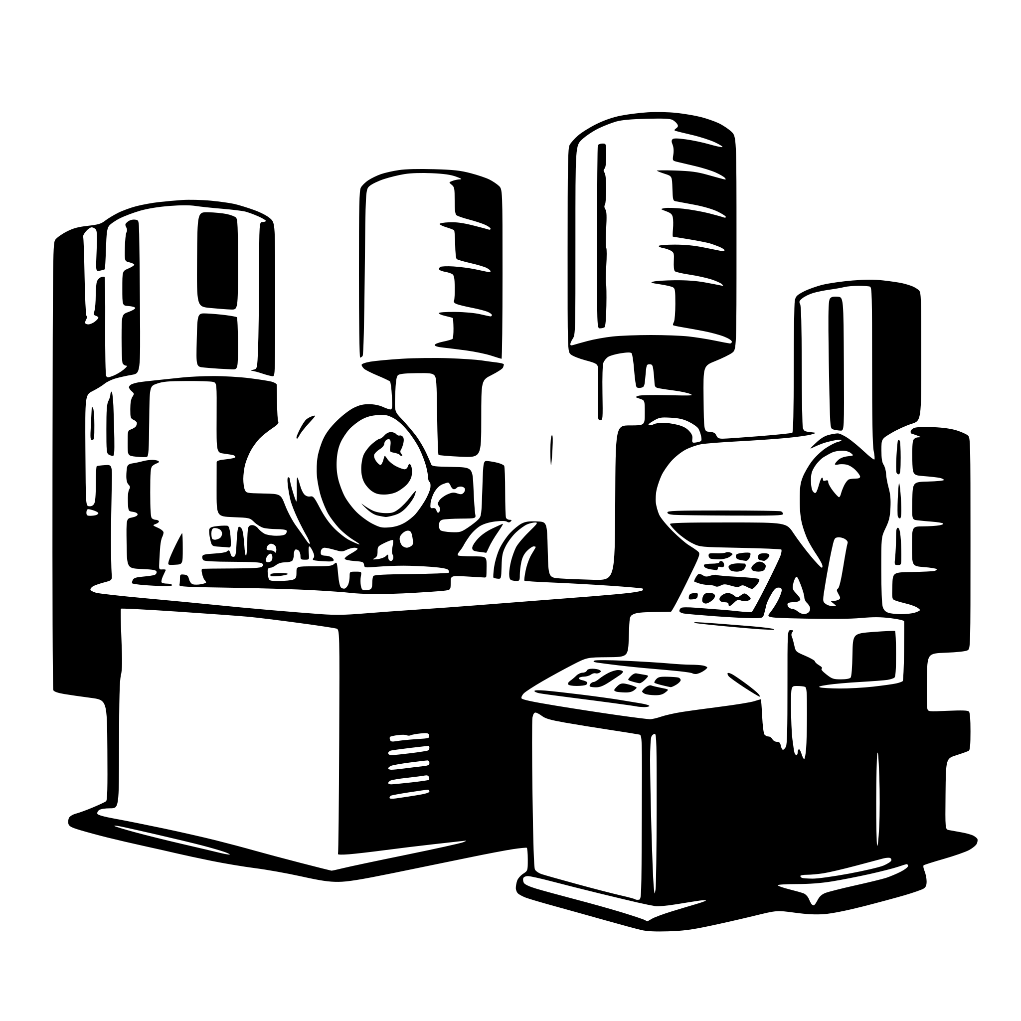 AI-generated SVG of a a factory processing some data