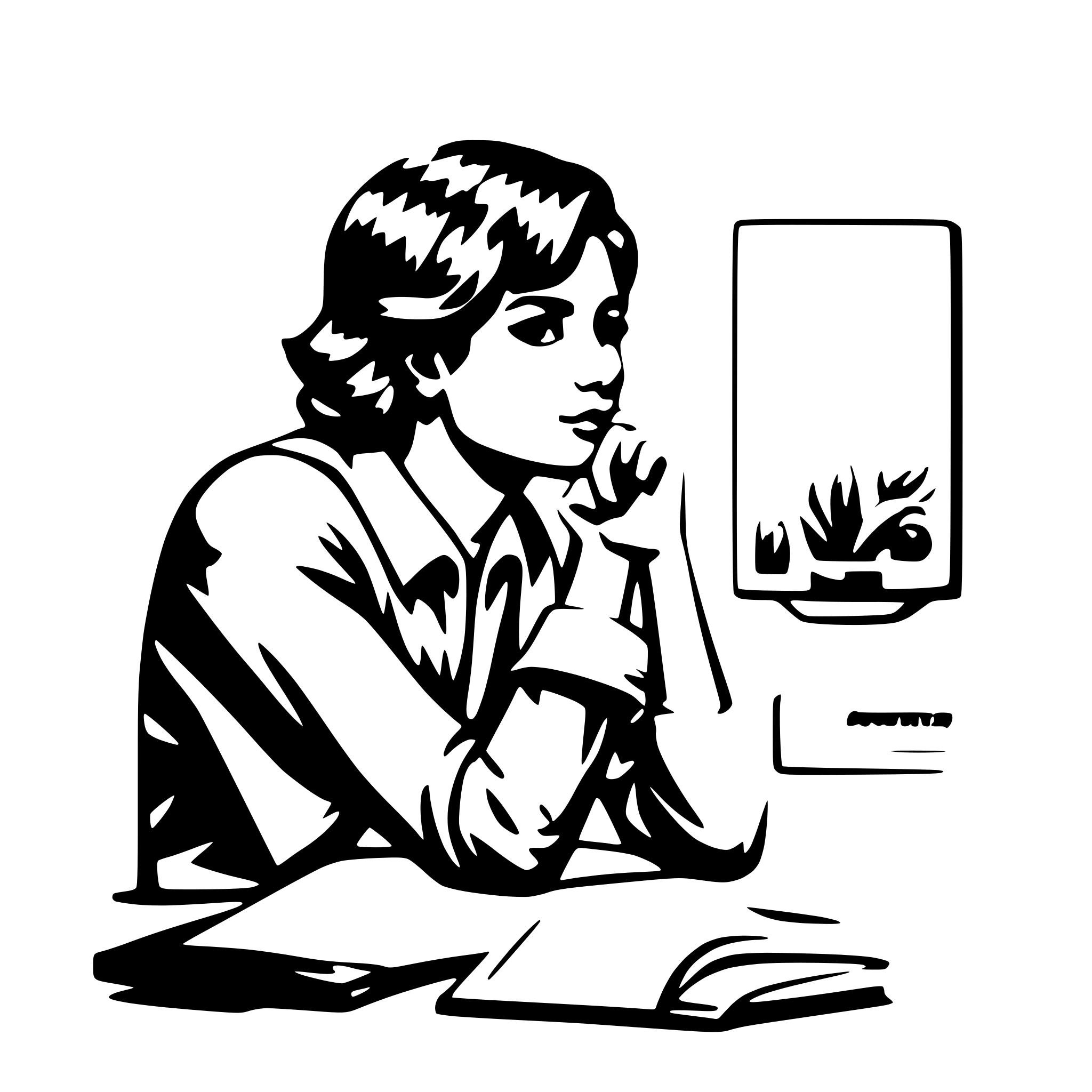 AI-generated SVG of a thinking about studying