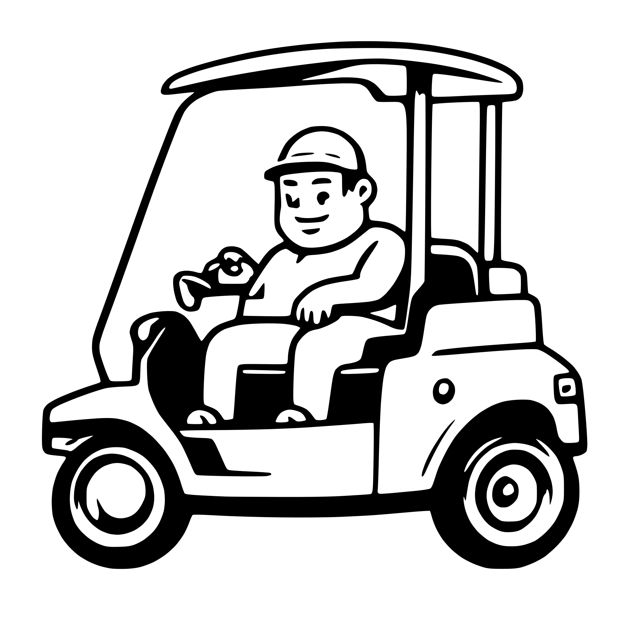 AI-generated SVG of 'fat belly man sitting inside a golf buggy'