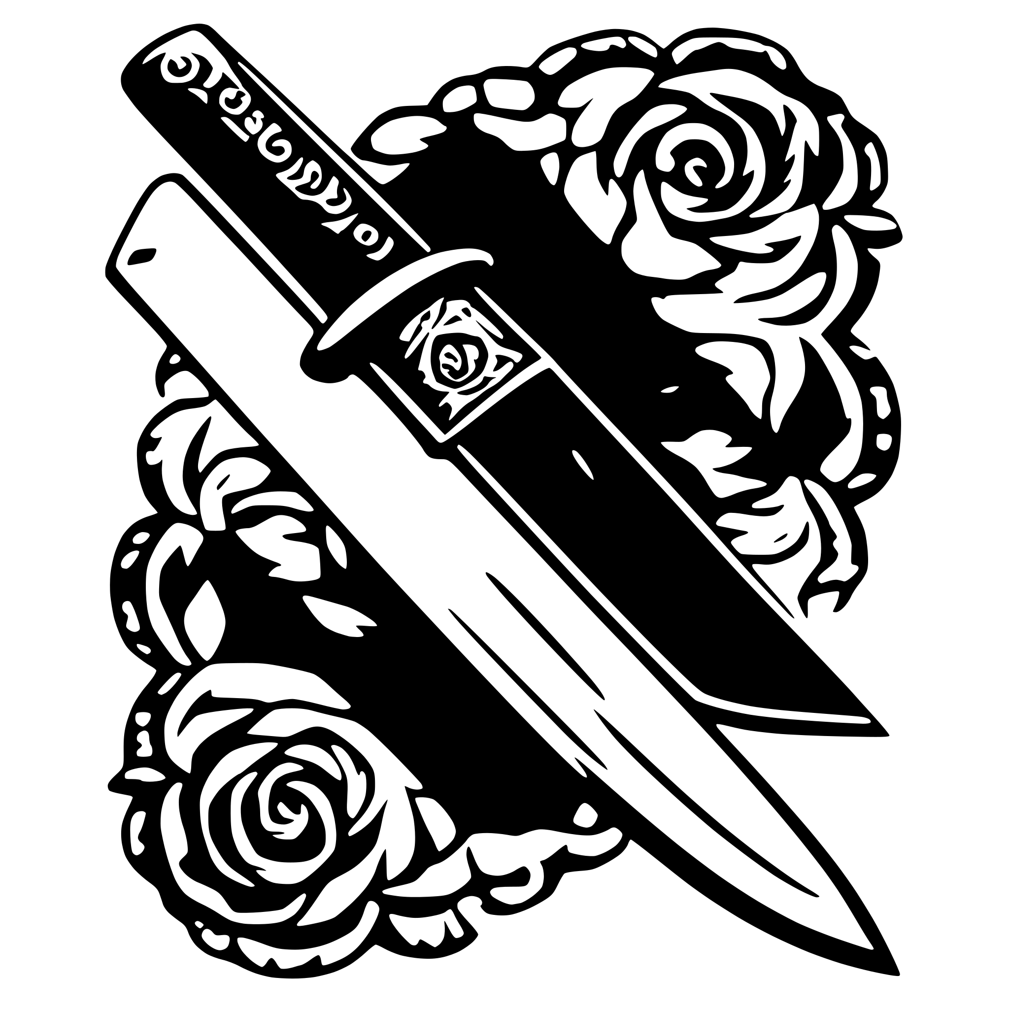 AI-generated SVG of a Rosette pattern on tanto knife