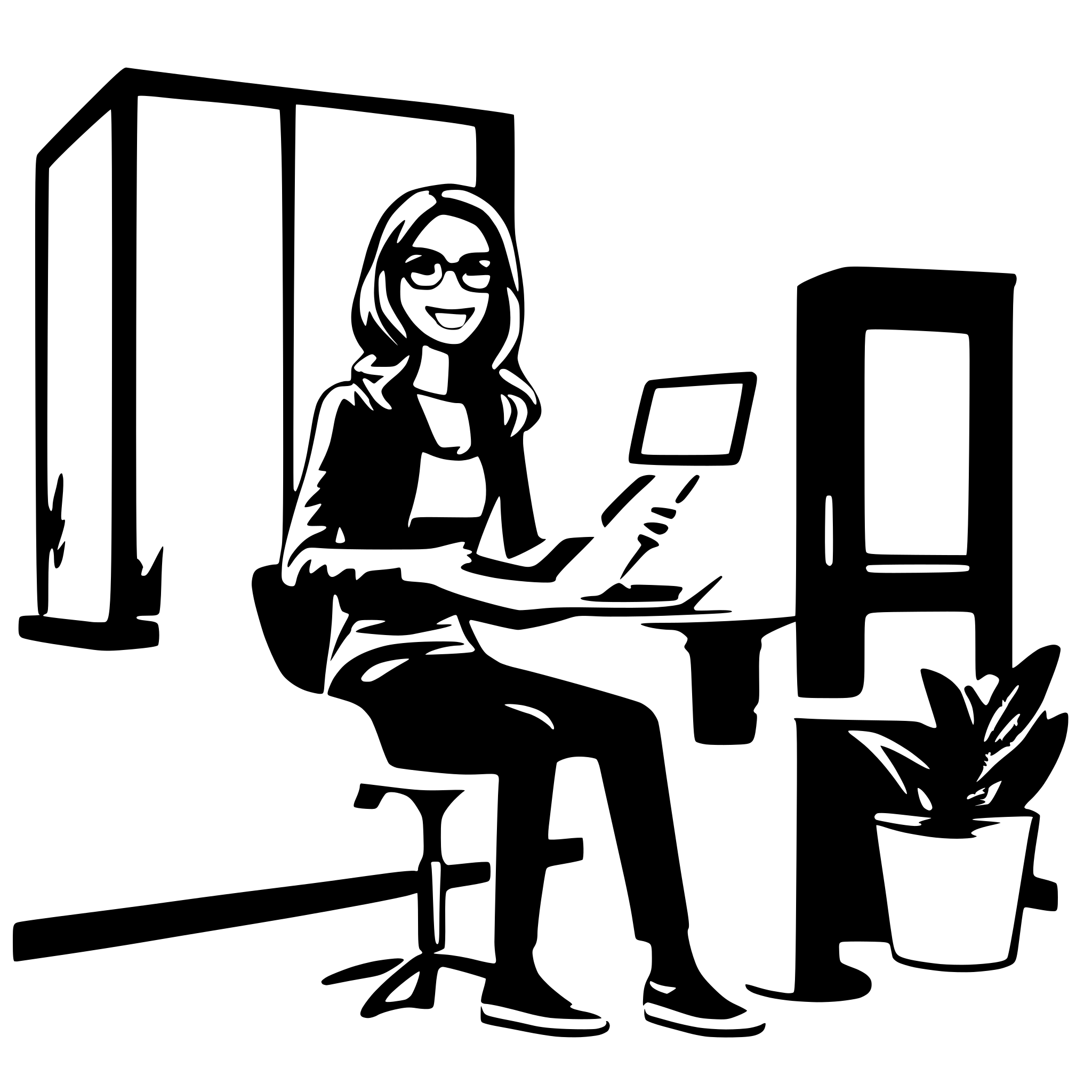 AI-generated SVG of a Profissional de marketing digital trabalhando em casa com a janela aberta