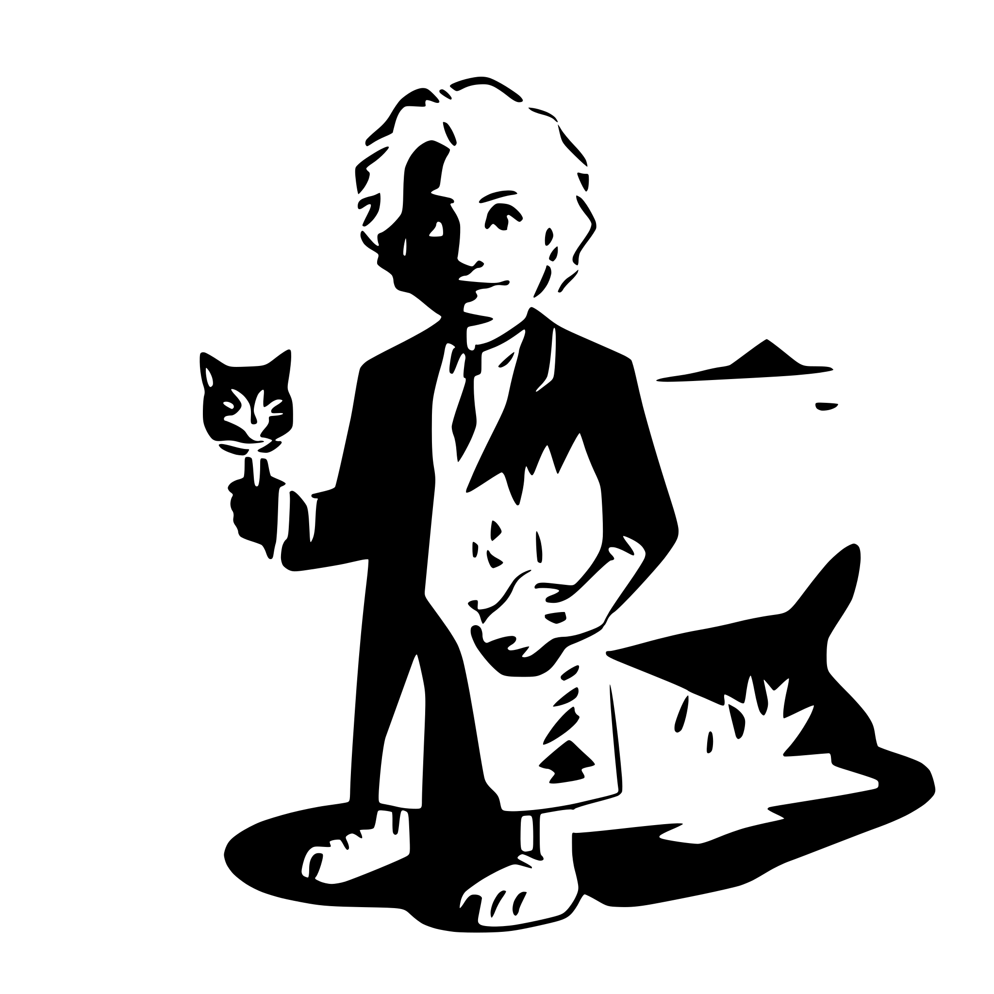 AI-generated SVG of a albert einstein with cat on the beach