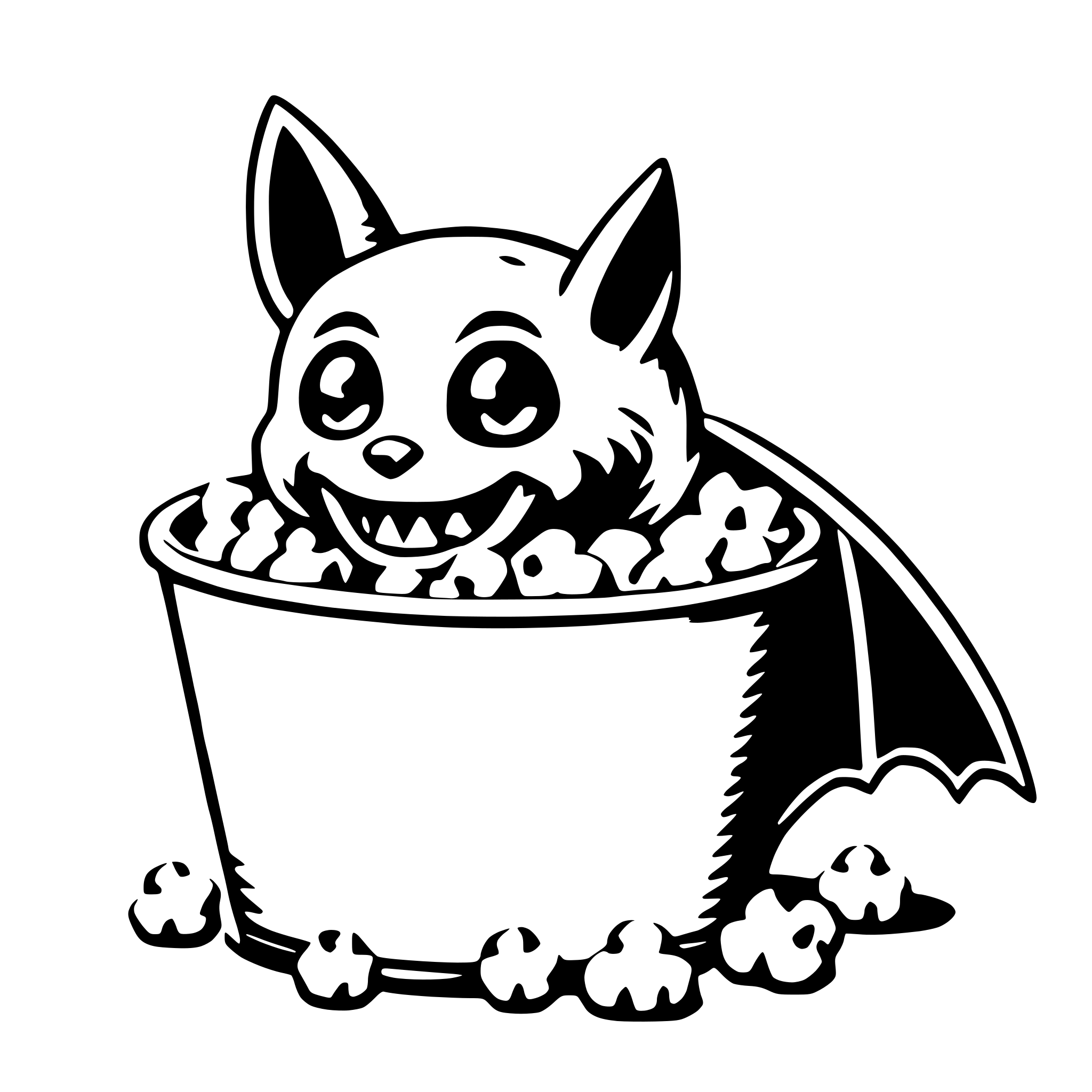 AI-generated SVG of 'bat with popcorn'