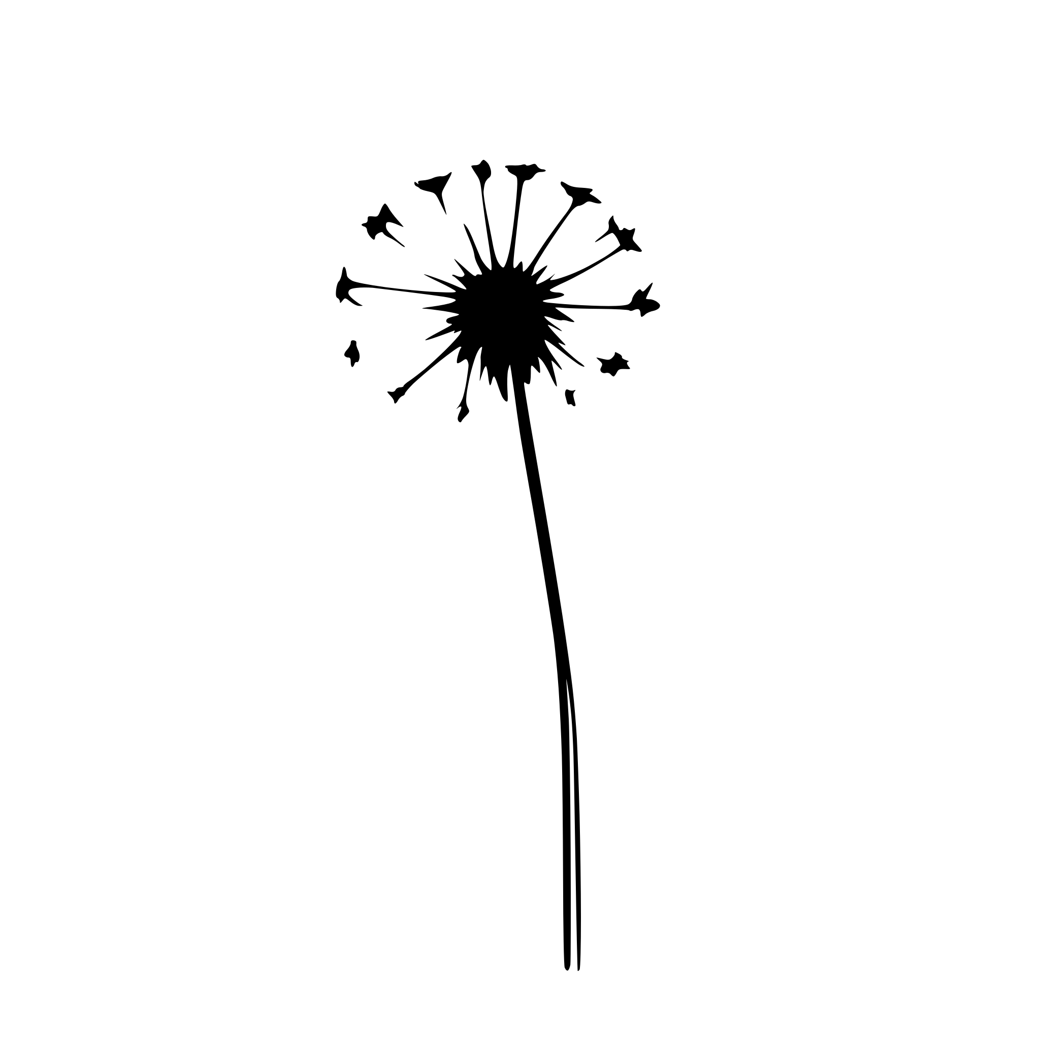 AI-generated SVG of a wind-blown dandelion seeds