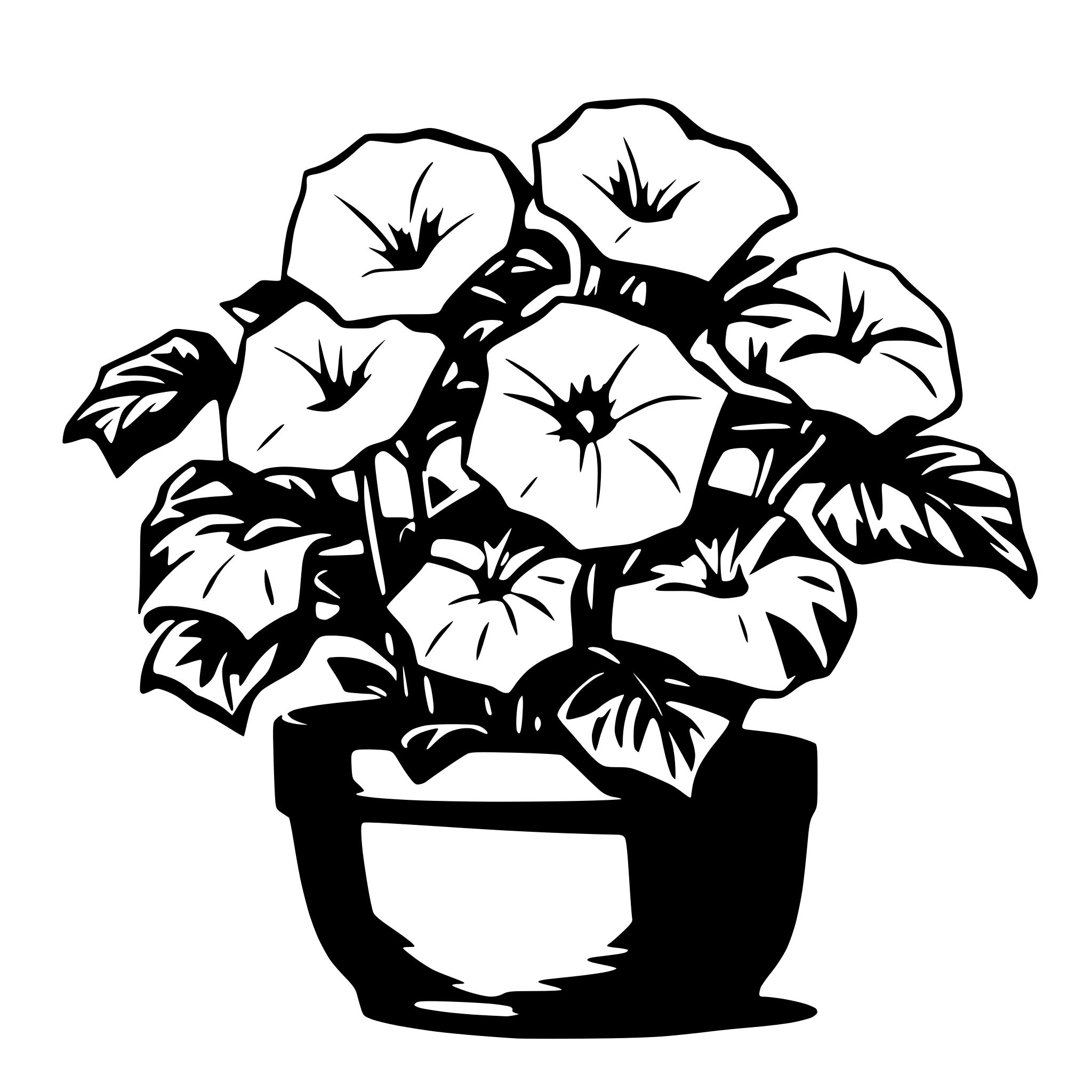 AI-generated SVG of 'Chinese morning glory in the pot'