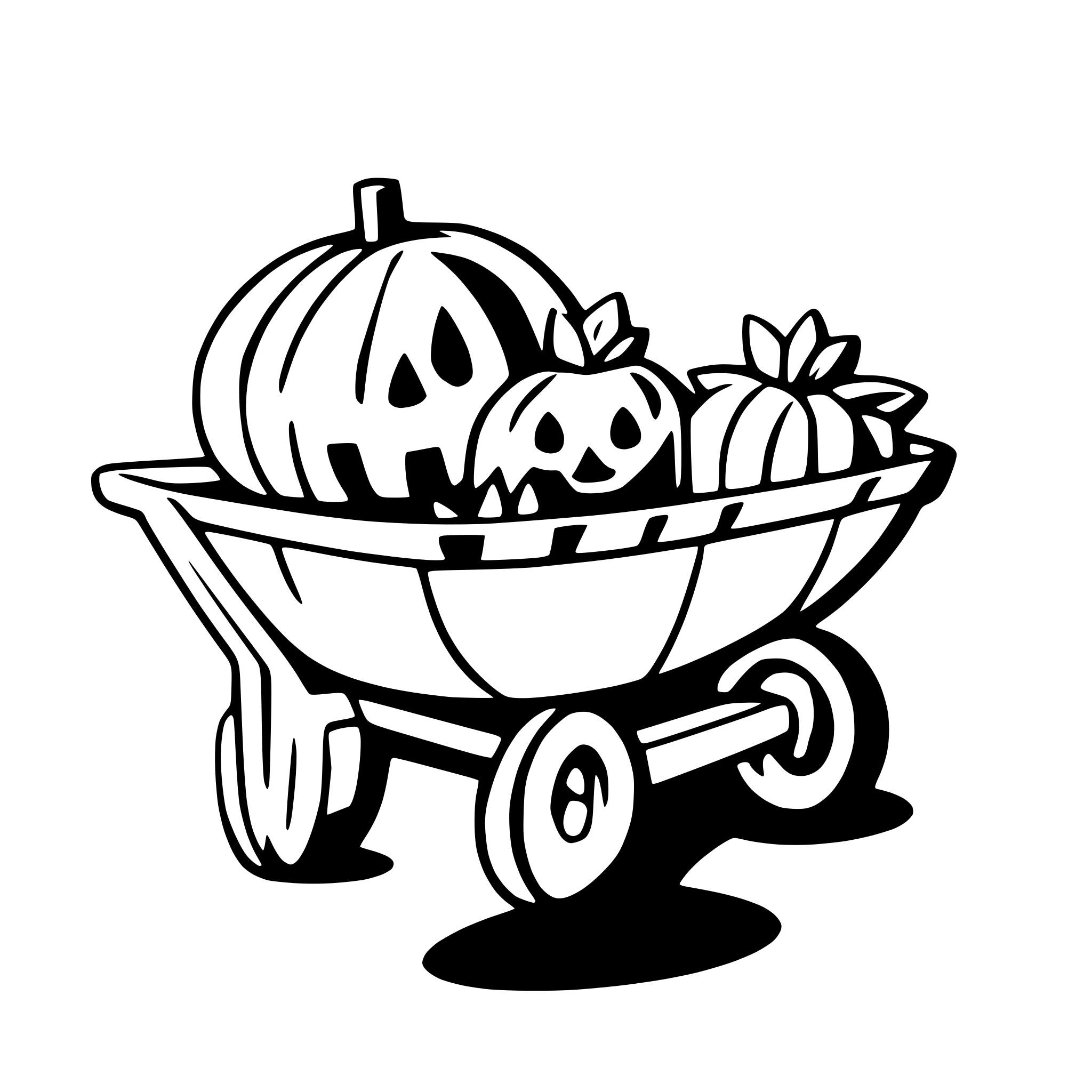 AI-generated SVG of 'Wheelbarrow with pumpkins'
