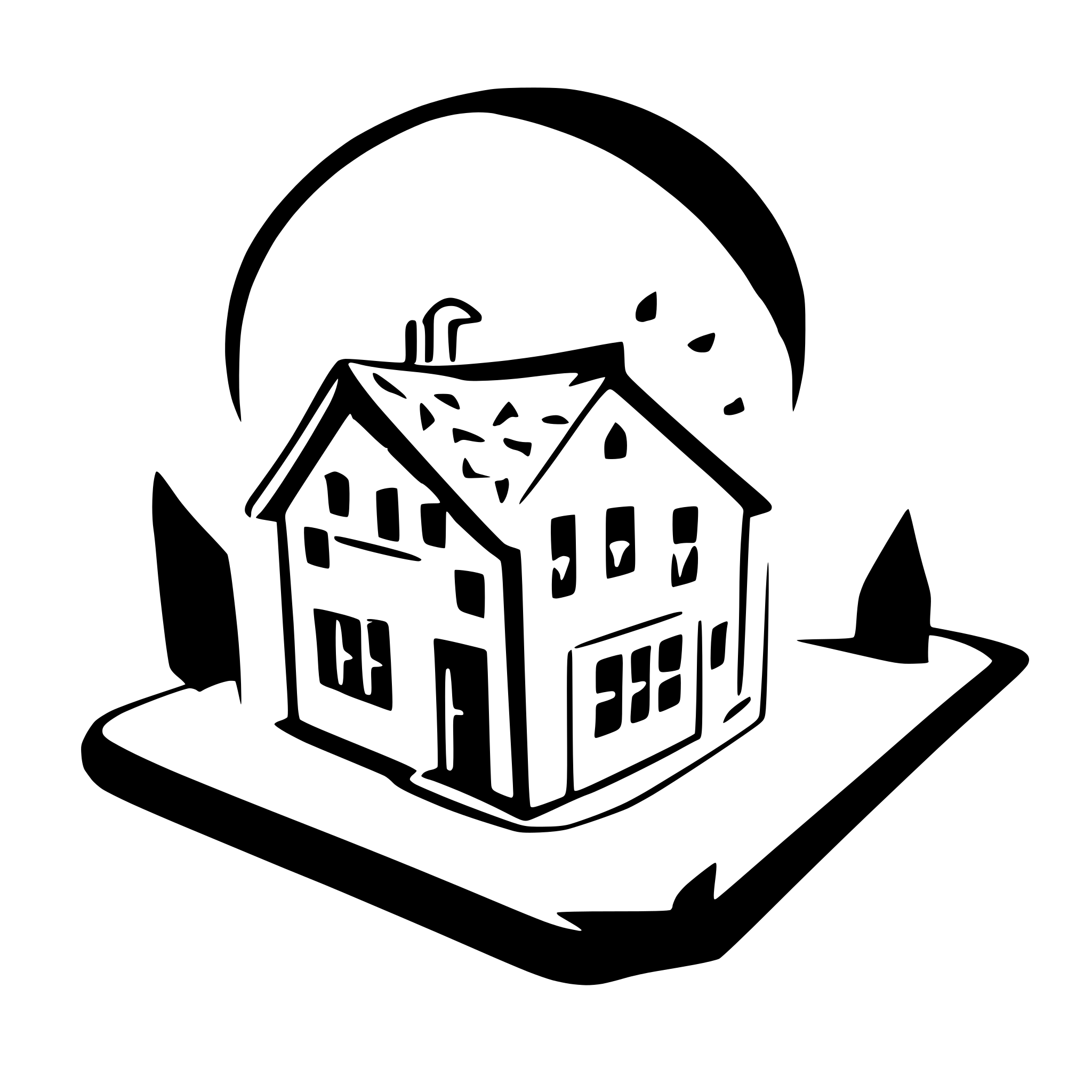 AI-generated SVG of a house floating in space