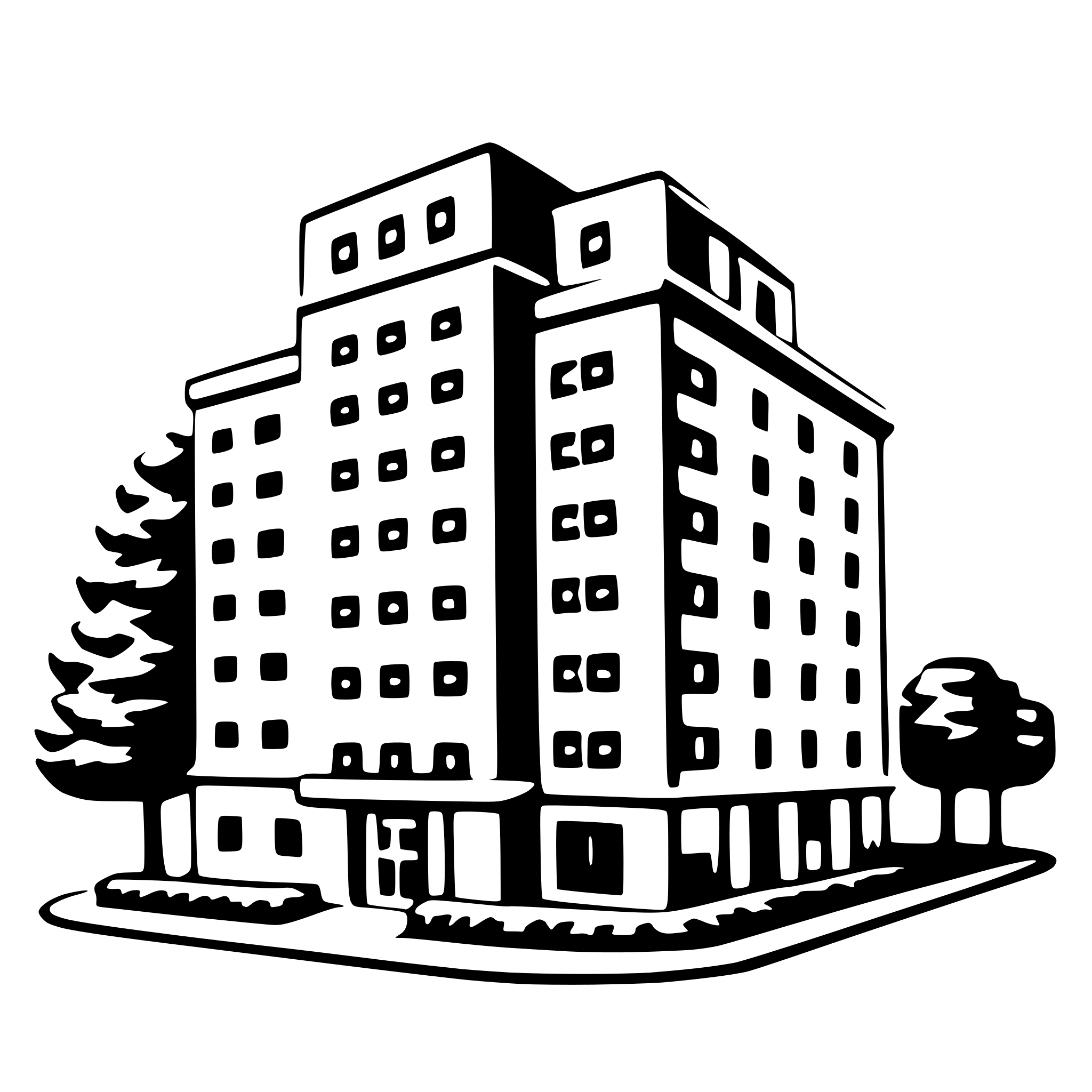 AI-generated SVG of a office building