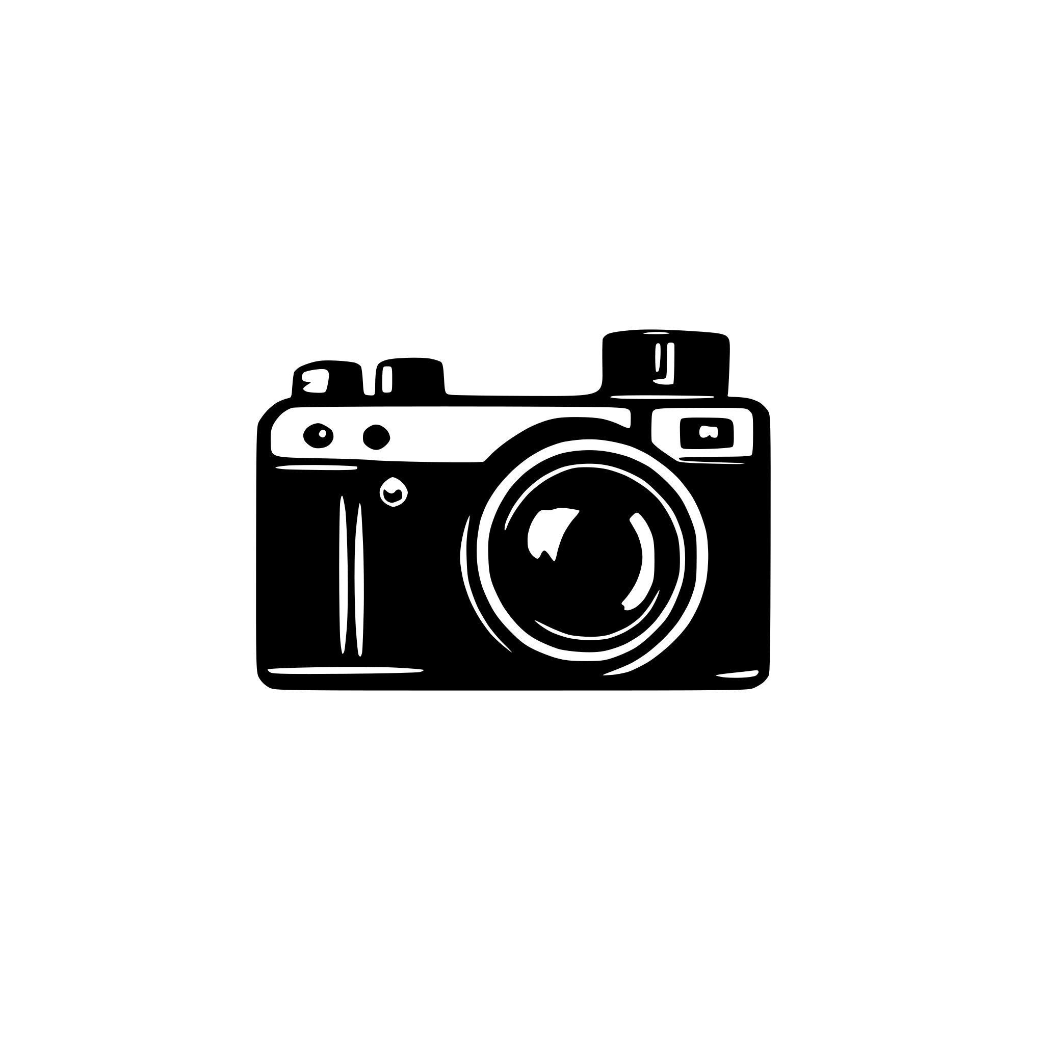 AI-generated SVG of a photo camera, black, simple, logo for an APP