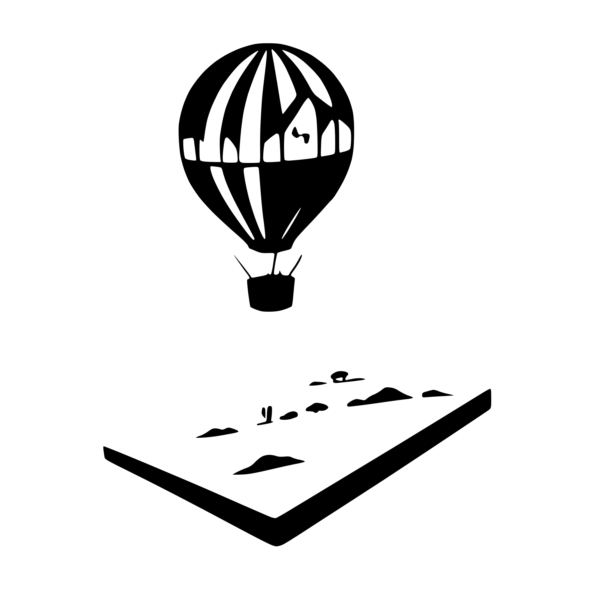 AI-generated SVG of a hot air balloon over fields